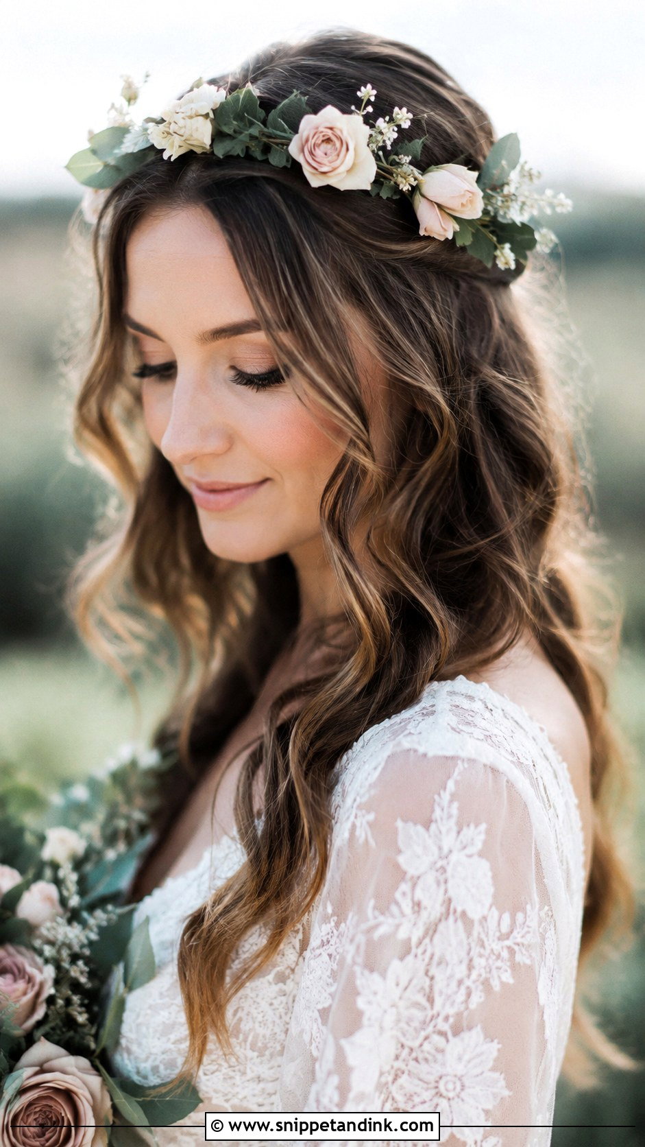 Floral Crown Wedding Hairstyle - Snippet and Ink - 25 Wedding Bridal Hair Ideas