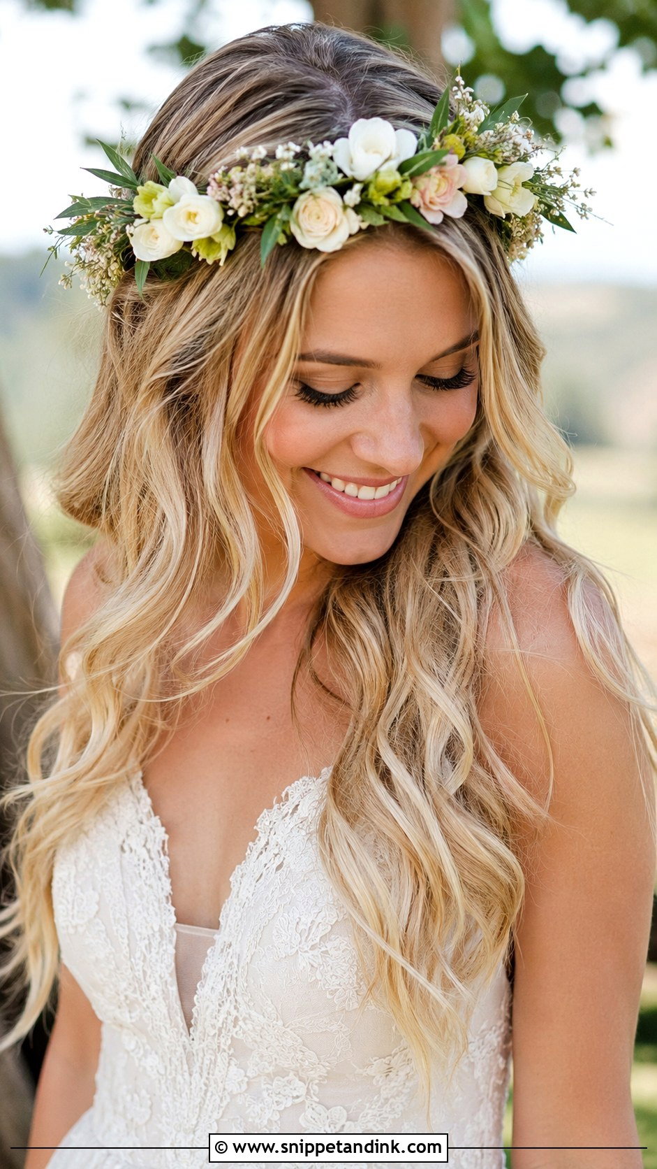Floral Crown Wedding Hairstyle - Snippet and Ink - 25 Wedding Hairdos