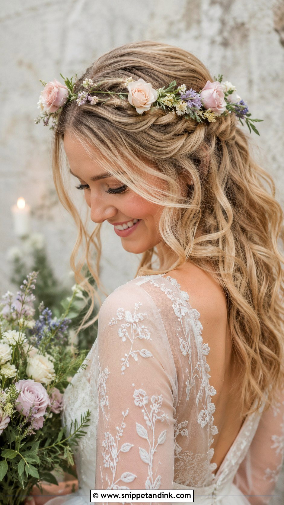 Floral Crown Wedding Hairstyle - Snippet and Ink - 20 Hairstyles for the Wedding