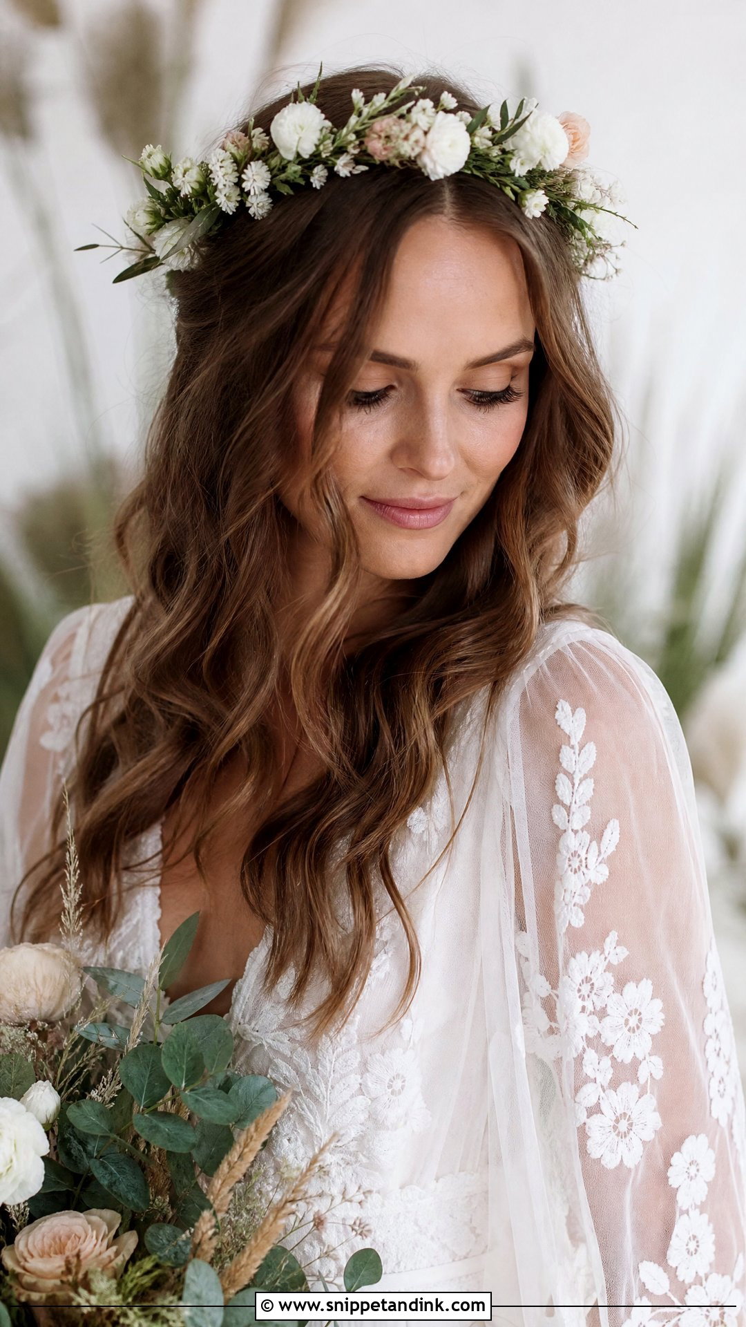 Floral Crown Wedding Hairstyle - Snippet and Ink - 20 Wedding Day Hair for Bride Ideas