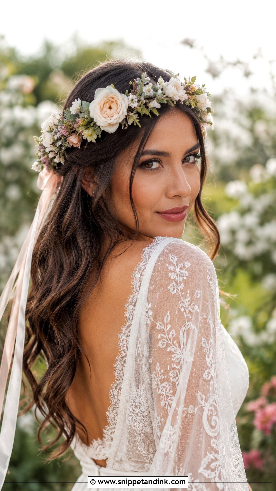 Floral Crown Wedding Hairstyle - Snippet and Ink - 20 Western Wedding Hairstyles