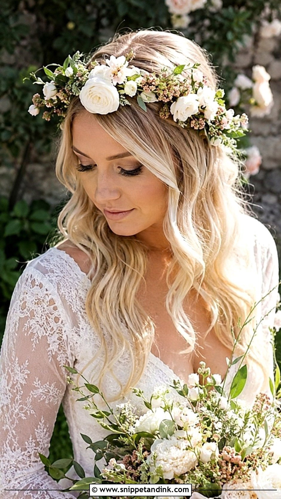 Floral Crown Wedding Hairstyle - Snippet and Ink - 20 2024 Wedding Hair Ideas