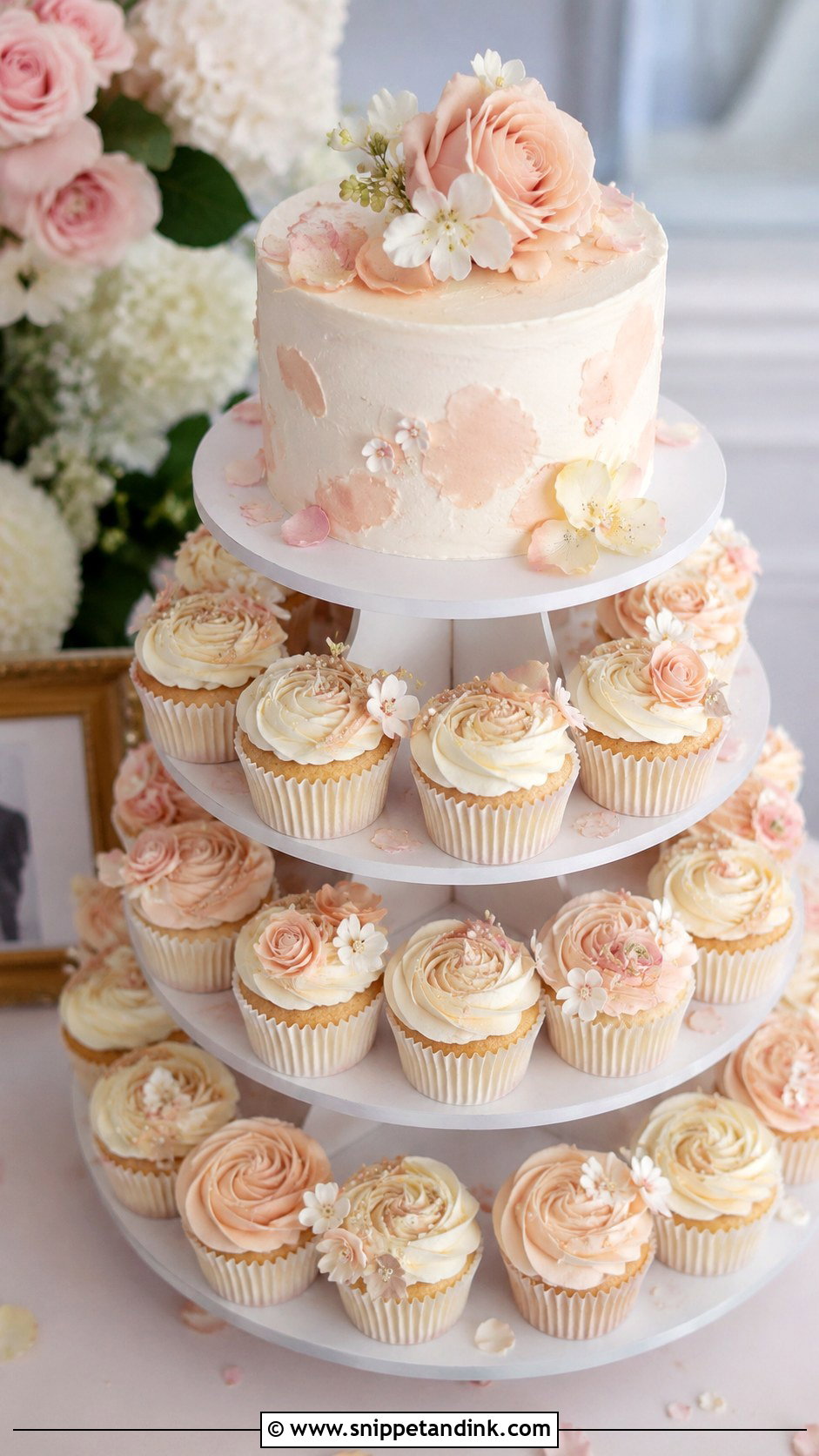 Floral Cupcake Wedding Cake - Snippet and Ink - 20 Floral Cake Designs for Wedding