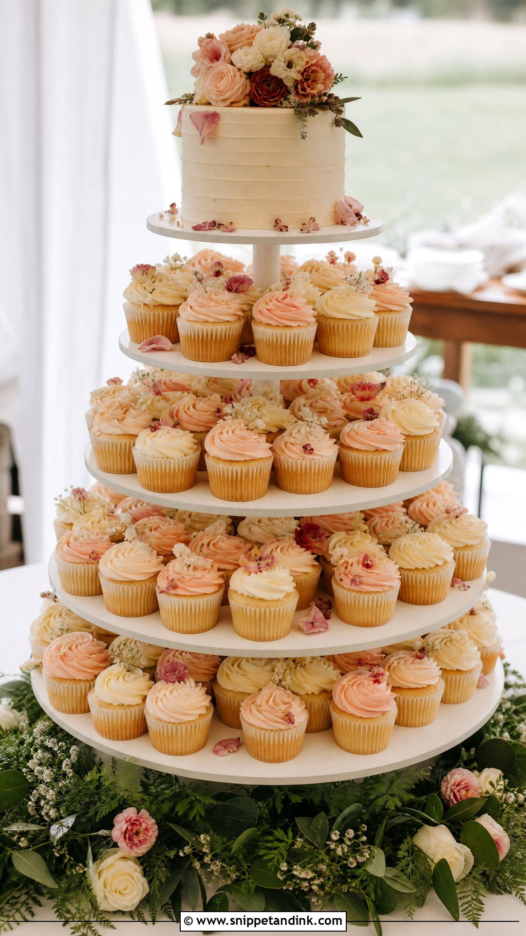 Floral Cupcake Wedding Cake - Snippet and Ink - 20 Wedding Cake Flowers Ideas