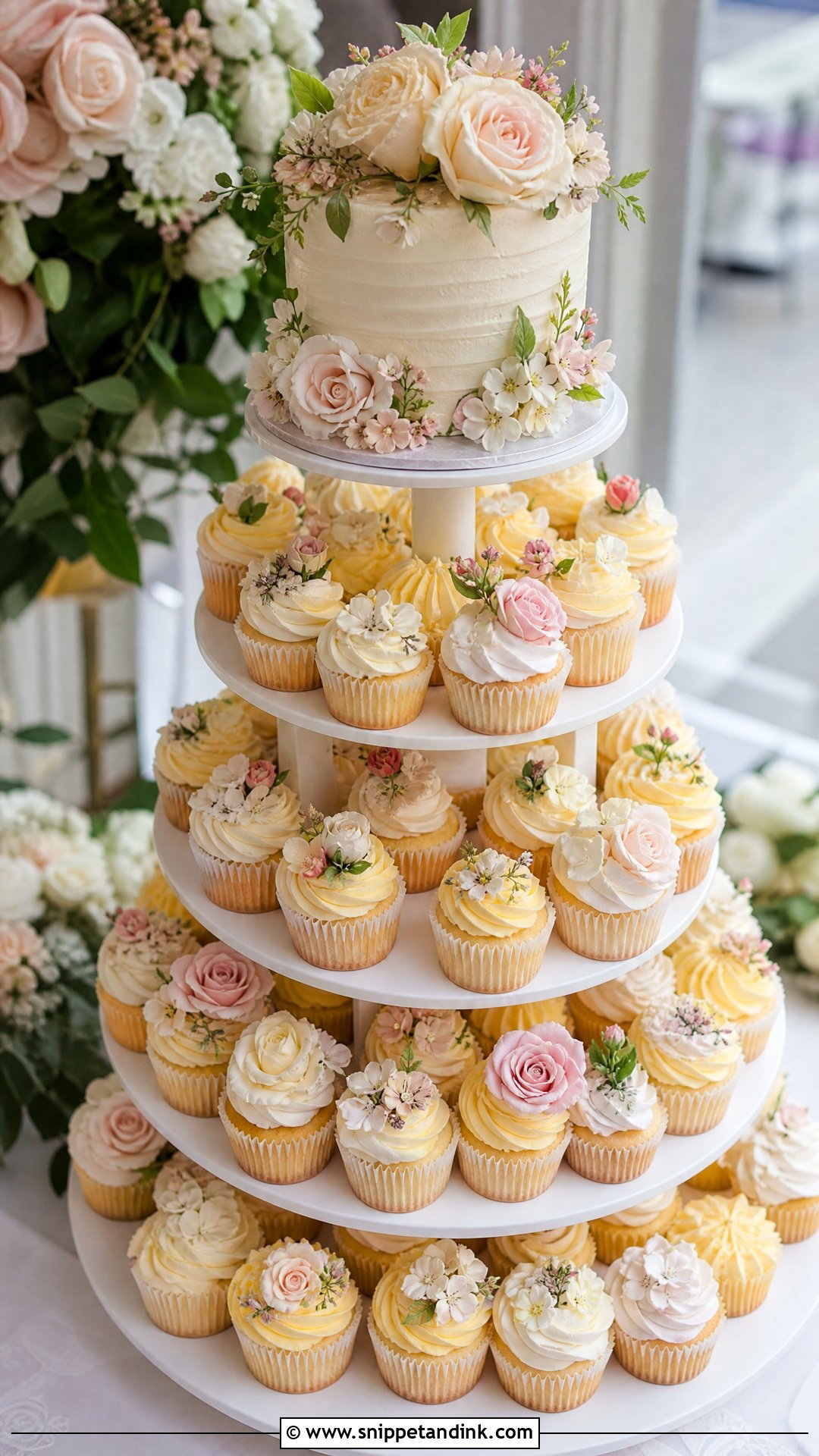 Floral Cupcake Wedding Cake - Snippet and Ink - 35 Cakes with Flowers for Wedding