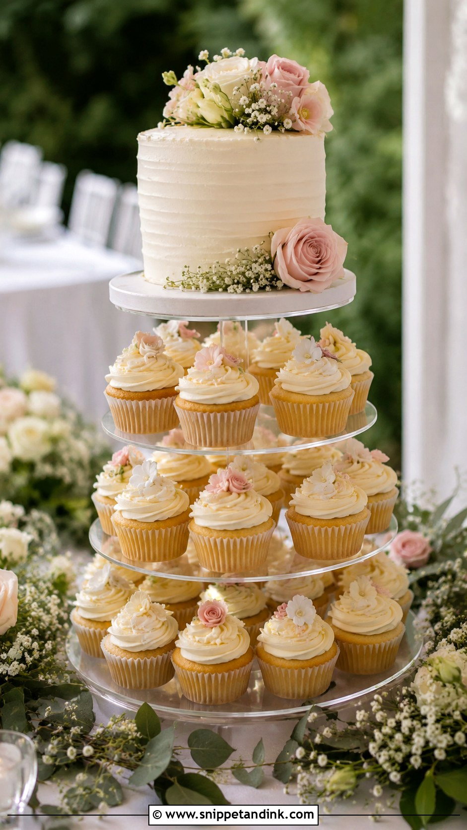 Floral Cupcake Wedding Cake Tower - Snippet and Ink - 25 Elegant Cupcake Wedding Cake Ideas