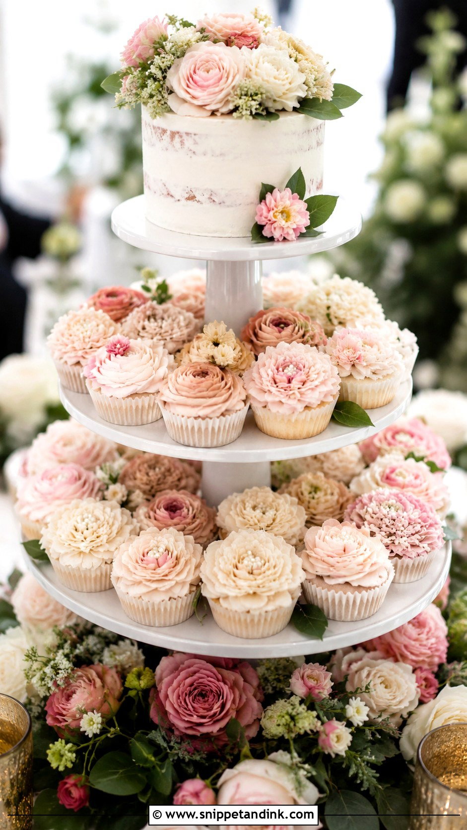 Floral Cupcake Wedding Cake - Snippet and Ink - 20 Cupcake Wedding Cake Ideas