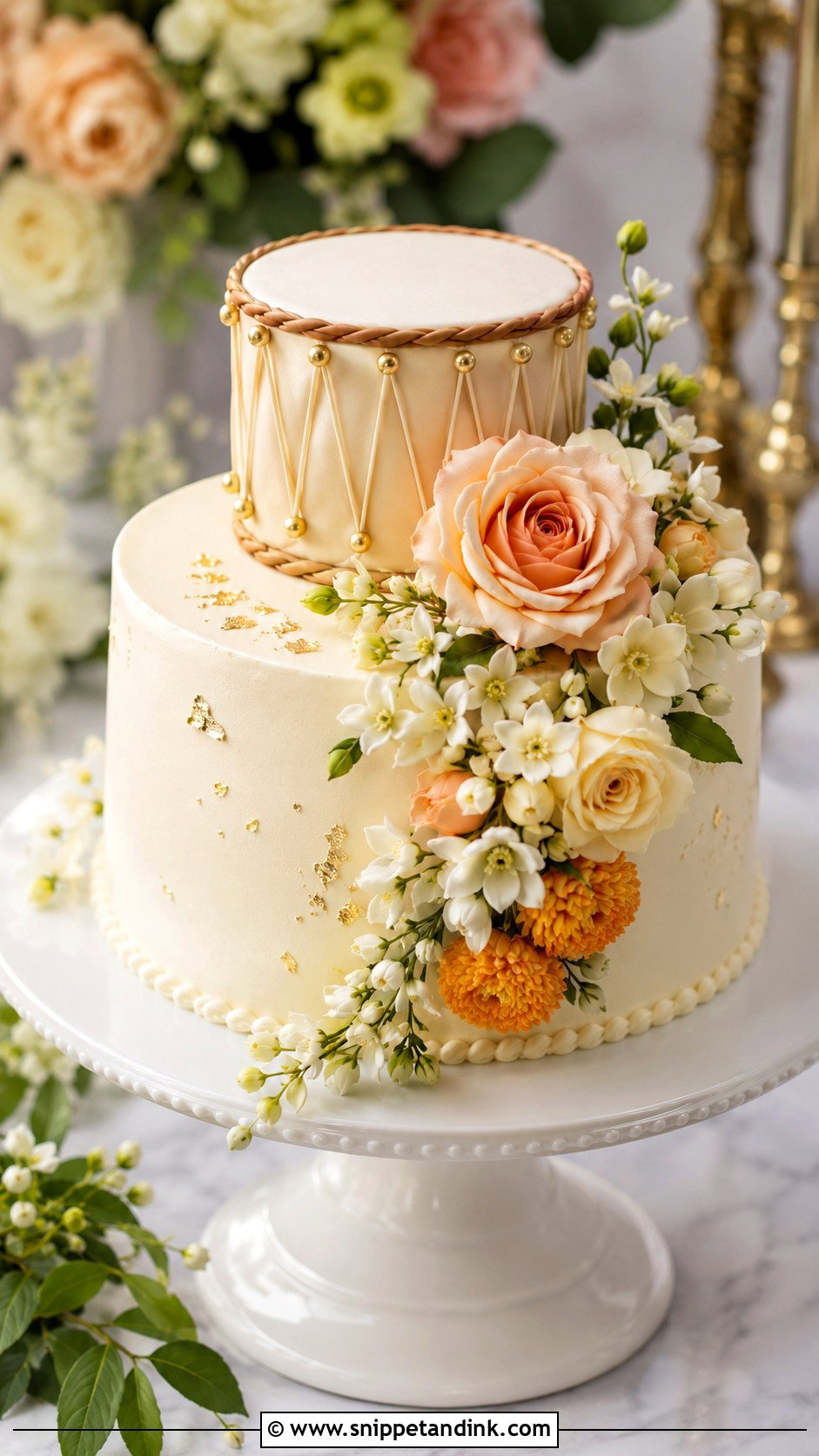 Floral Dholki Cake - Snippet and Ink - 20 Dholki Cake Ideas