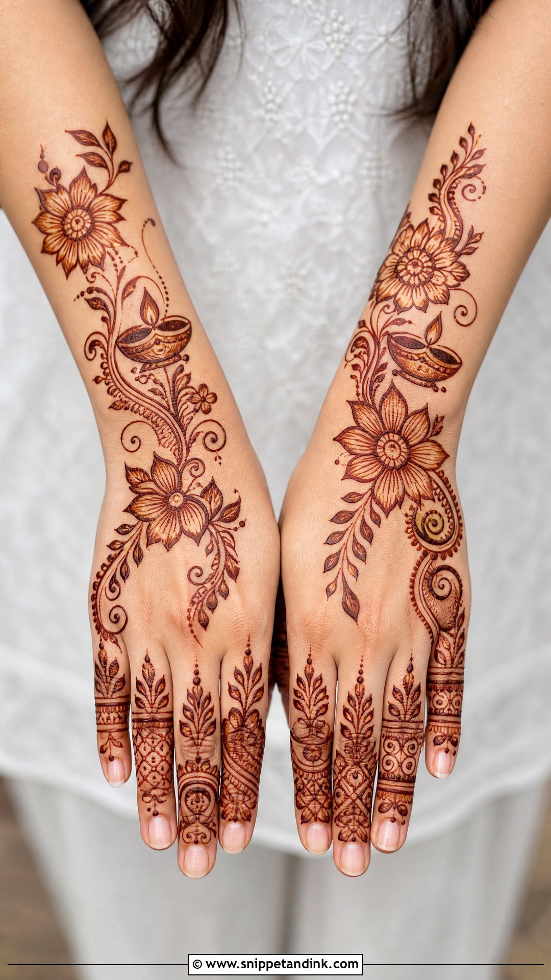 Floral Diwali Mehndi Design - Snippet and Ink - 30 Diwali Mehndi Designs