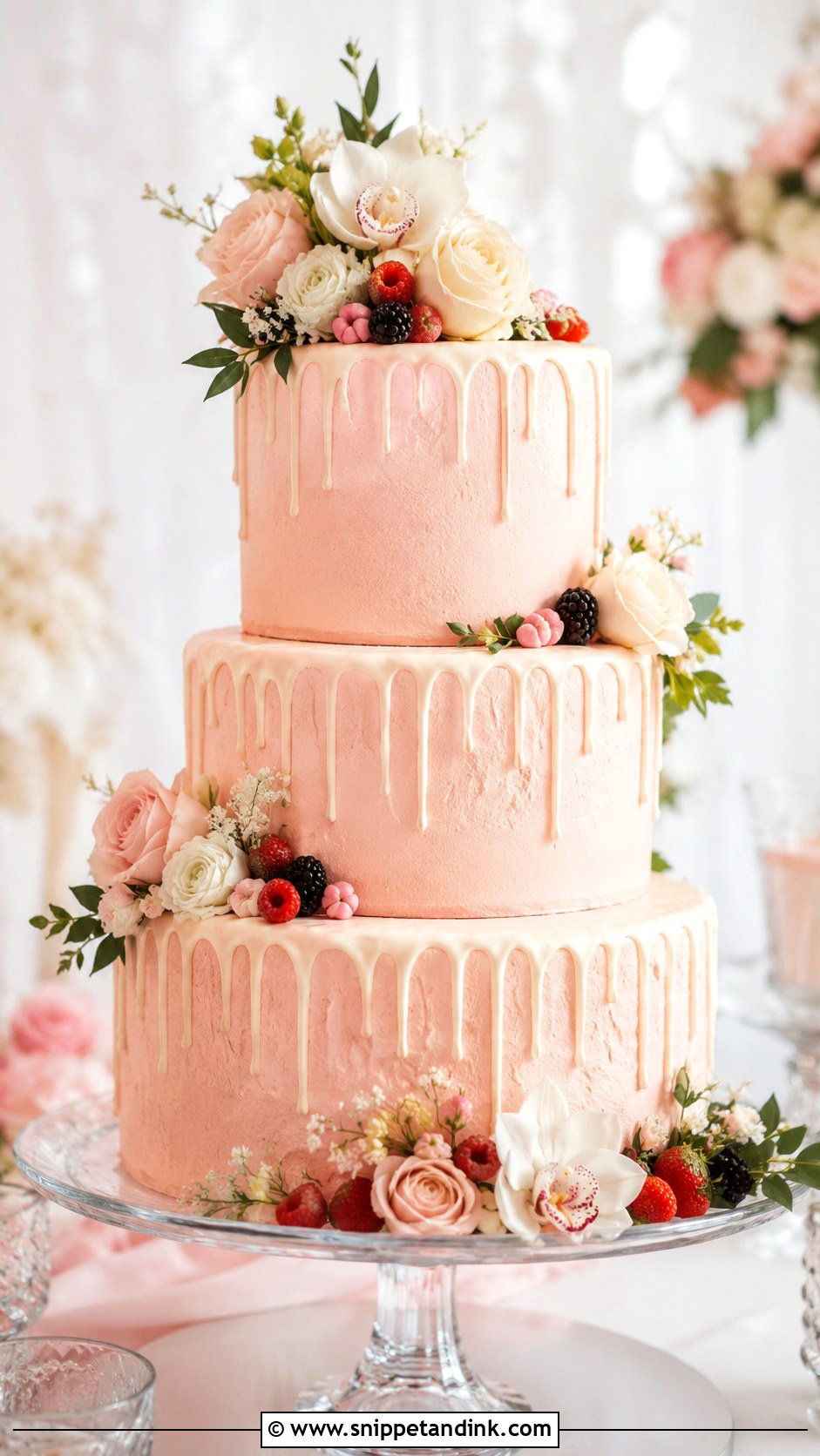 Floral Drip Wedding Cake - Snippet and Ink - 20 Floral Cake Designs for Wedding