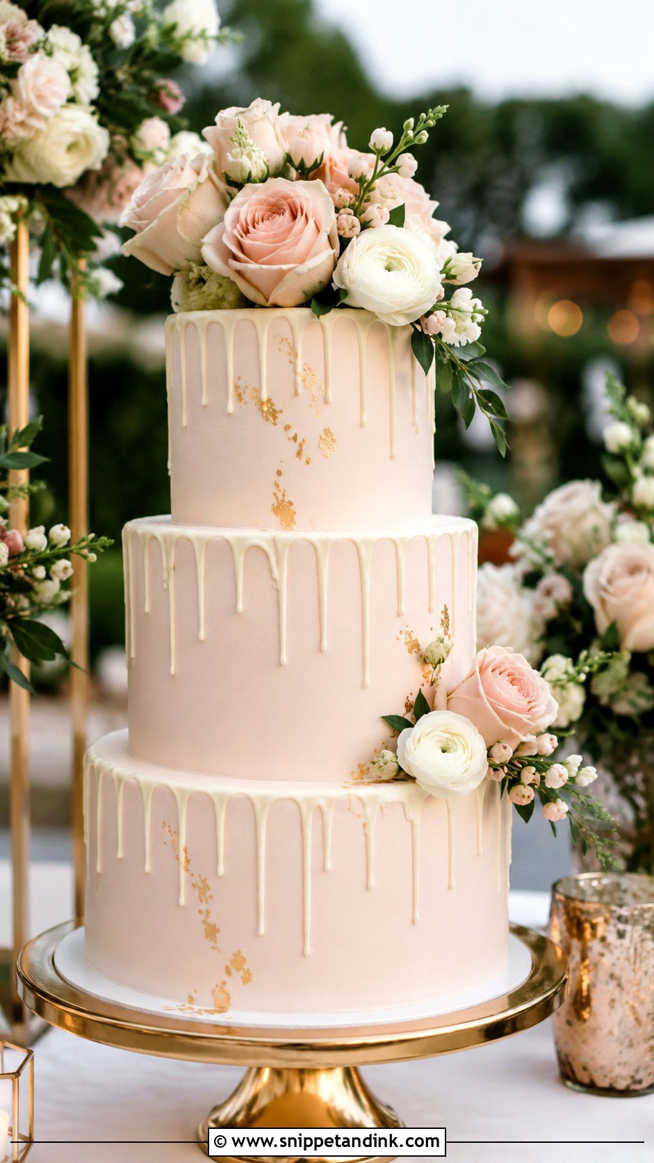 Floral Drip Wedding Cake - Snippet and Ink - 20 Modern Floral Wedding Cake Ideas