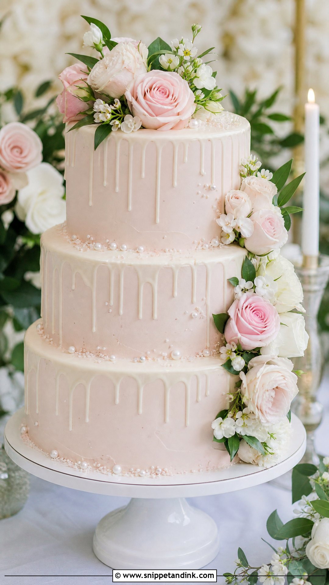 Floral Drip Wedding Cake - Snippet and Ink - 25 Flower Theme Cake Ideas for Wedding