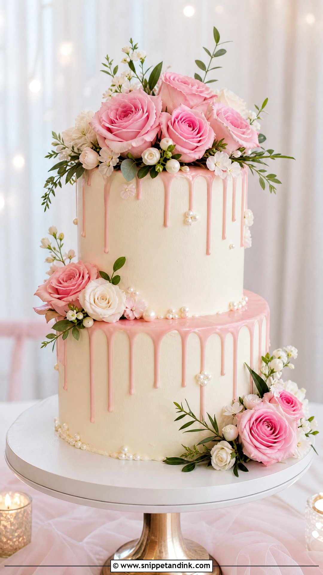Floral Drip Wedding Cake - Snippet and Ink - 25 Flowers on Cake Ideas for Wedding