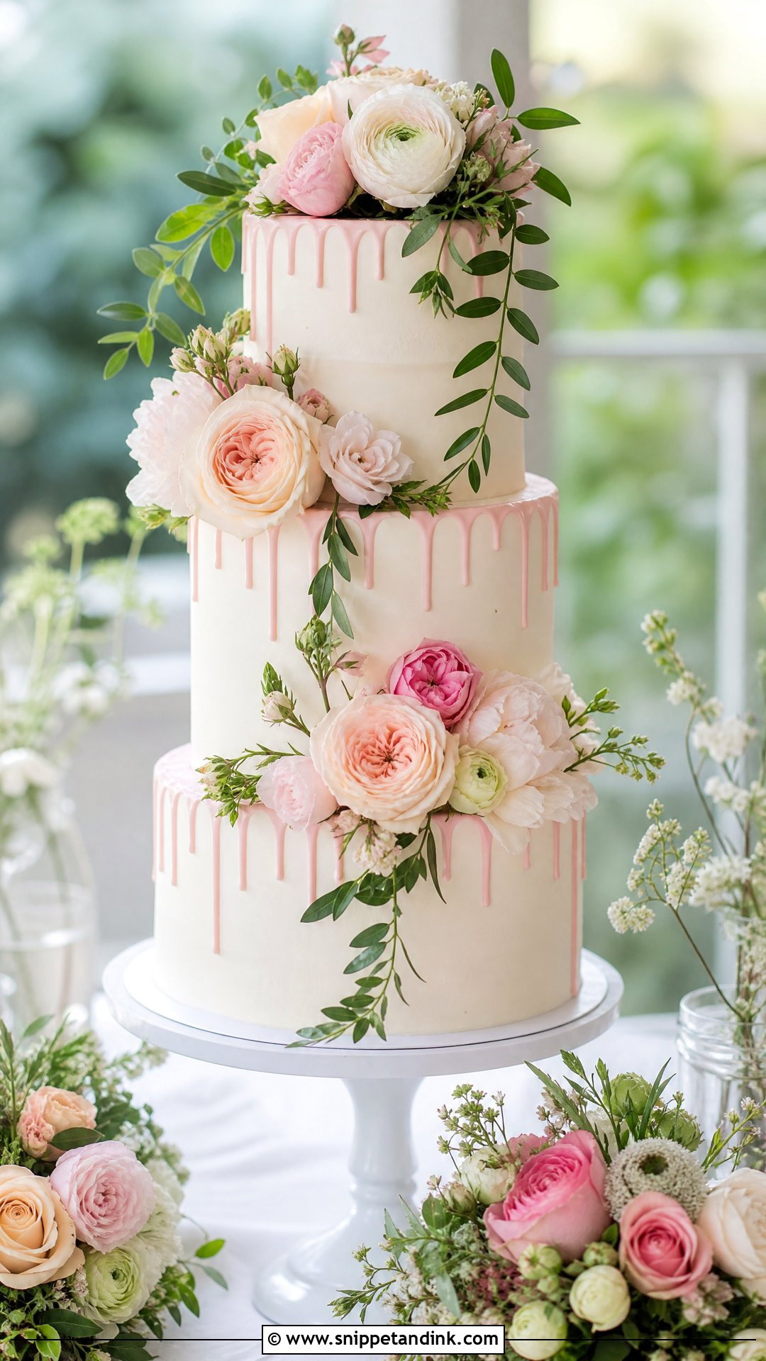 Floral Drip Wedding Cake - Snippet and Ink - 30 Drip Cakes for Wedding