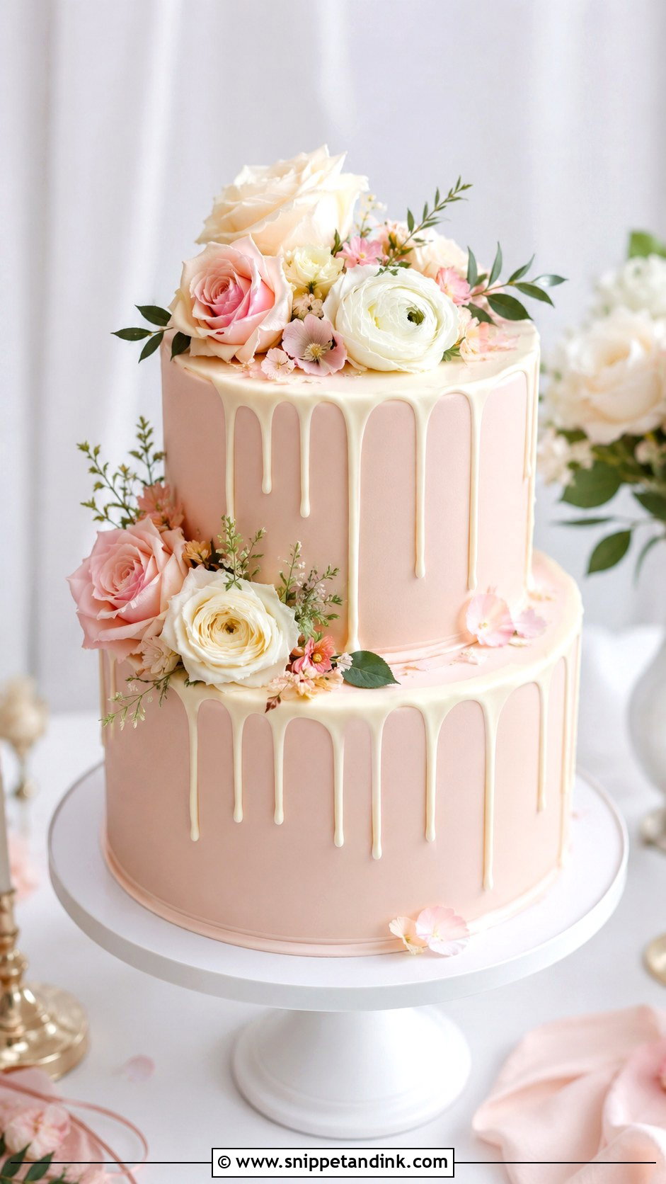 Floral Drip Wedding Cake - Snippet and Ink - 30 Spring Flowers Wedding Cake Ideas