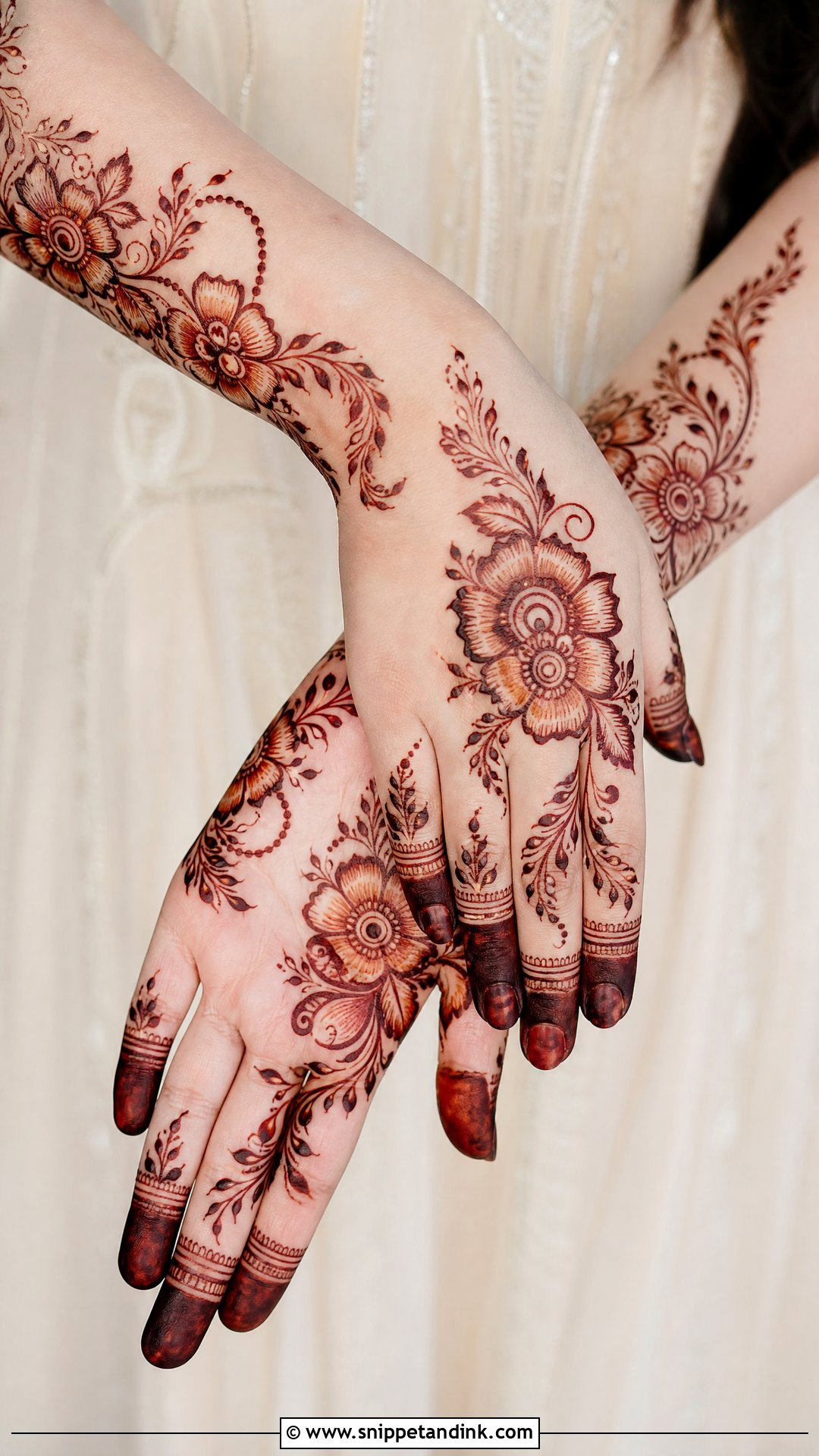 Floral Engagement Bridal Mehndi Design - Snippet and Ink - 25 Engagement Bridal Mehndi Designs