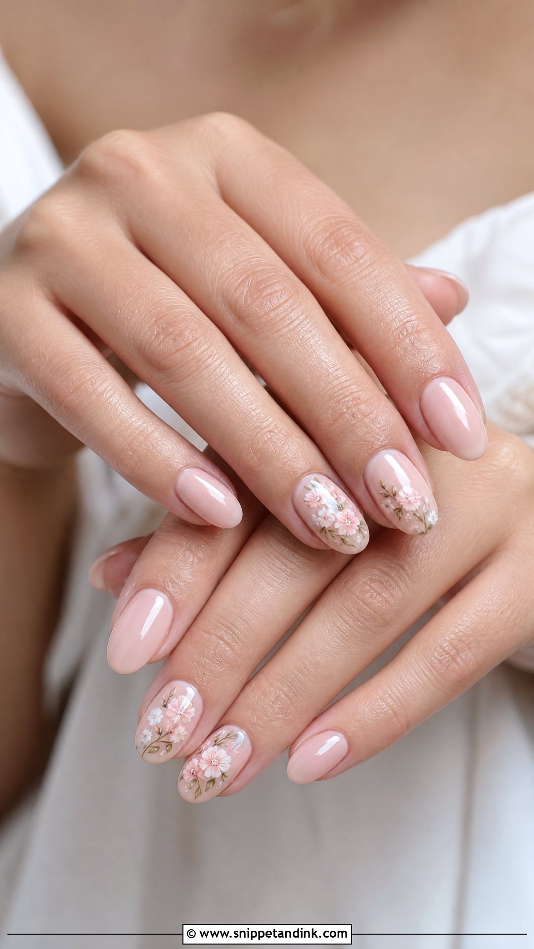 Floral Engagement Bride Nails - Snippet and Ink - 20 Nails for Engagement Bride