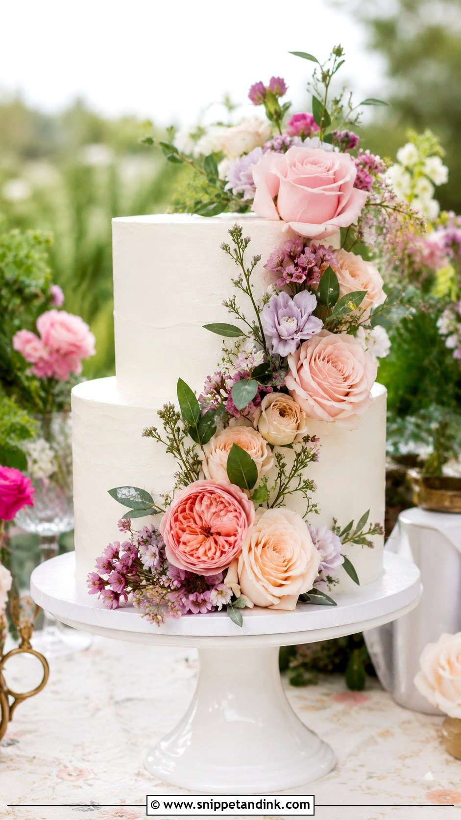 Floral Engagement Cake - Snippet and Ink - 20 Elegant Engagement Cake Ideas