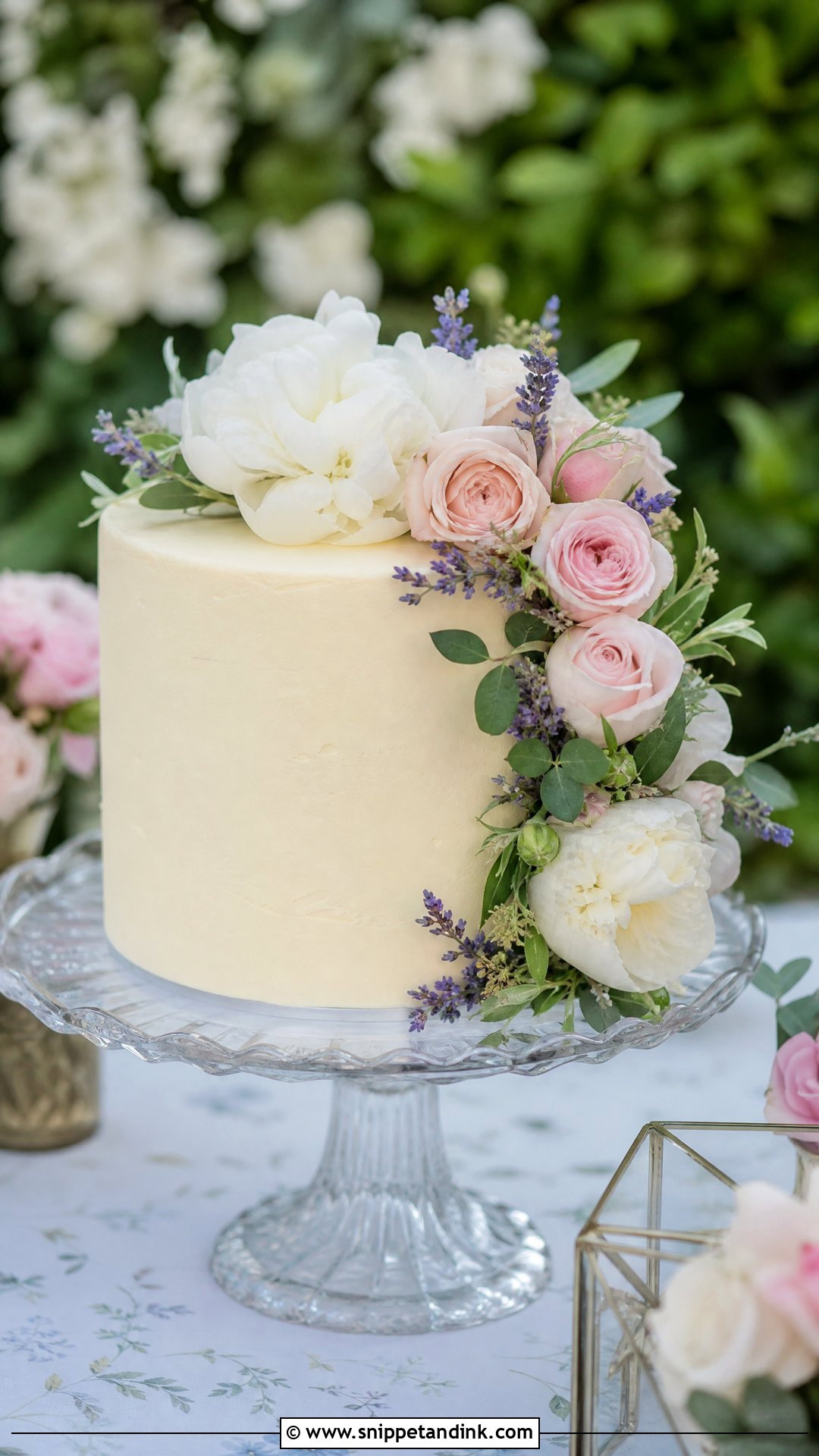 Floral Engagement Cake - Snippet and Ink - 20 Simple Engagement Cake Designs