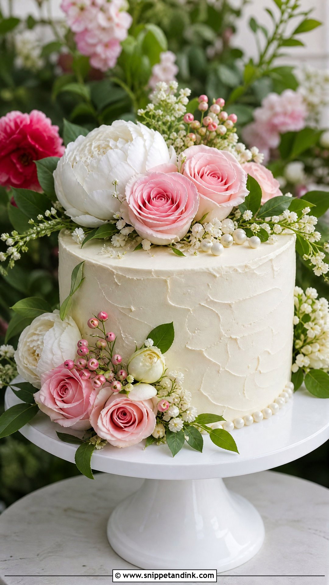 Floral Engagement Cake - Snippet and Ink - 25 Engaged Cake Ideas