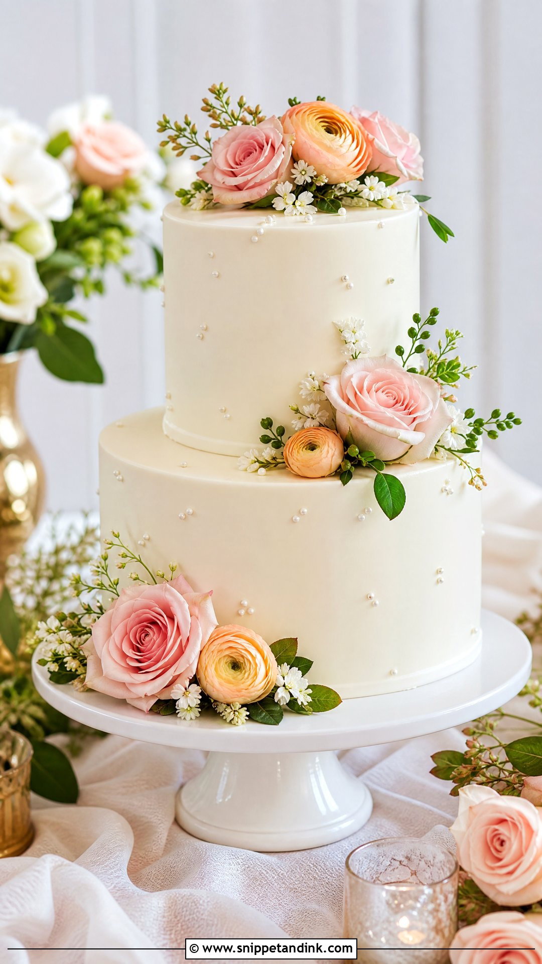 Floral Engagement Cake - Snippet and Ink - 25 Unique Engagement Cake Designs
