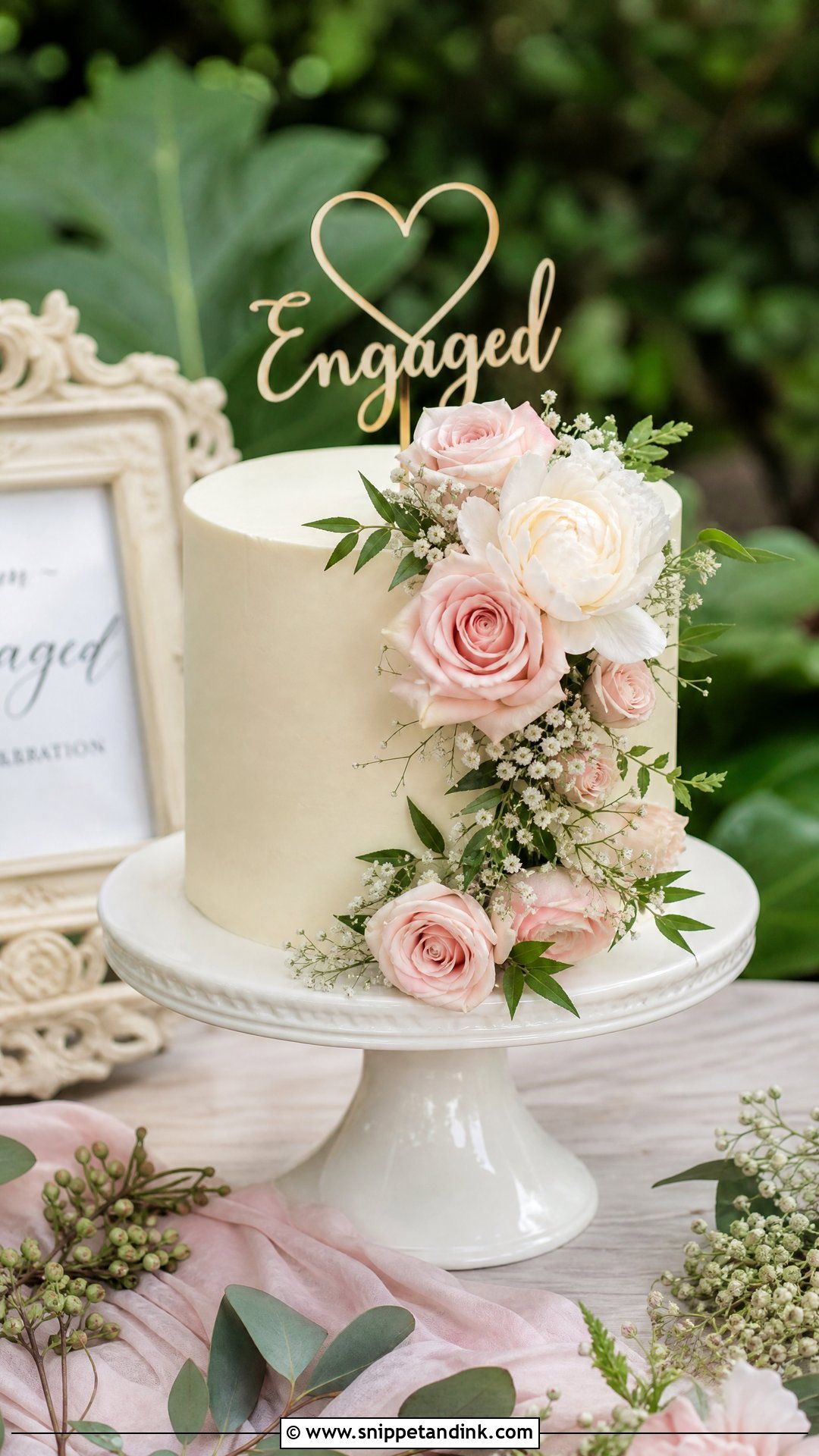 Floral Engagement Cake - Snippet and Ink - 30 Engagement Cakes