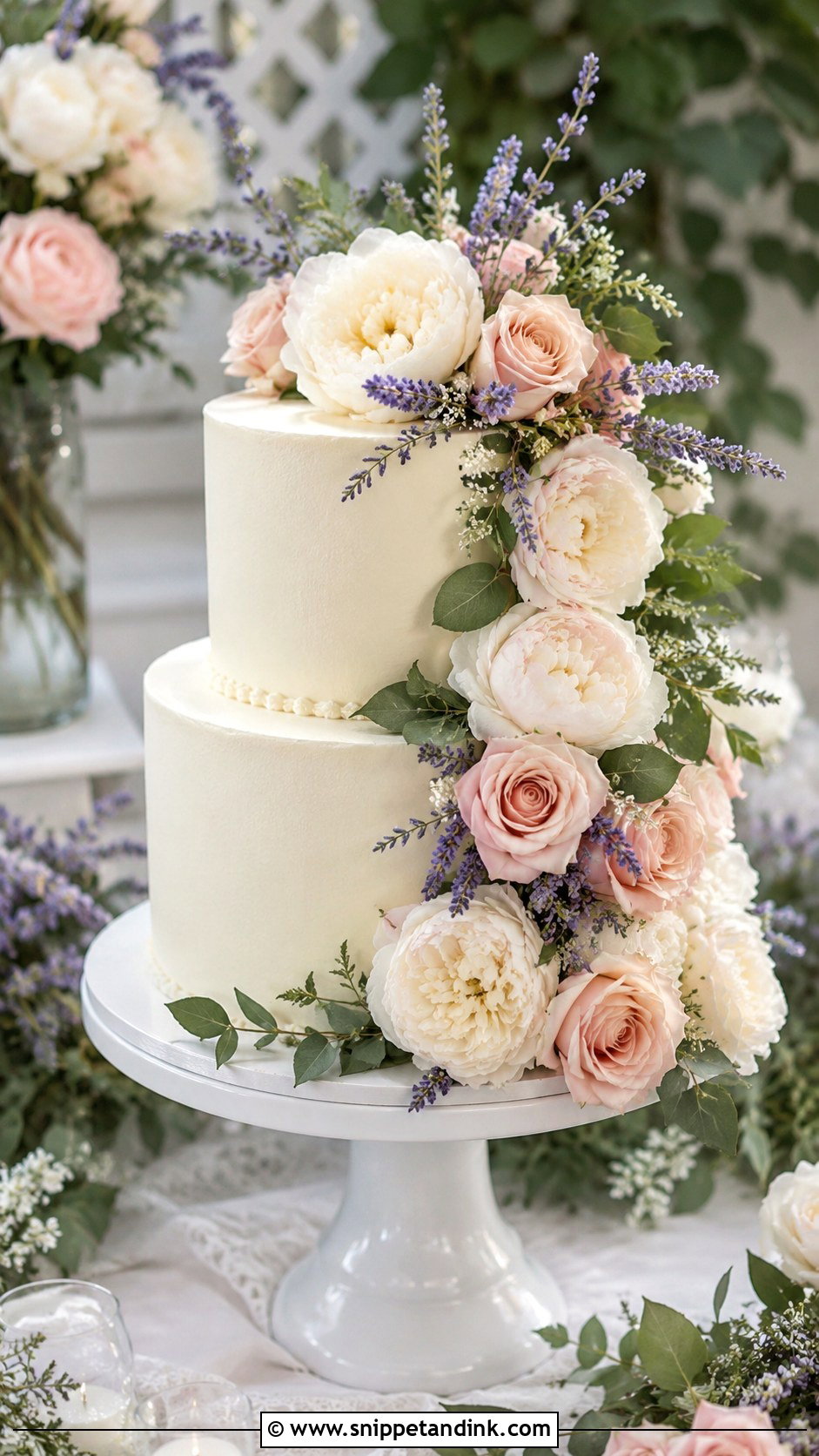 Floral Engagement Cake - Snippet and Ink - 20 Classy Engagement Cake Designs