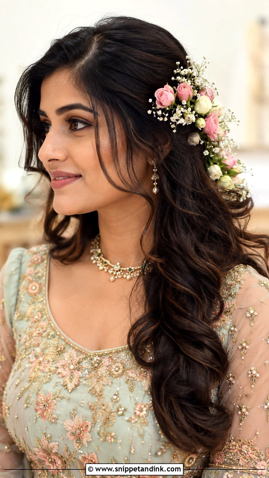 Floral Engagement Hairstyle - Snippet and Ink - 15 Hair Do for Engagement Ideas