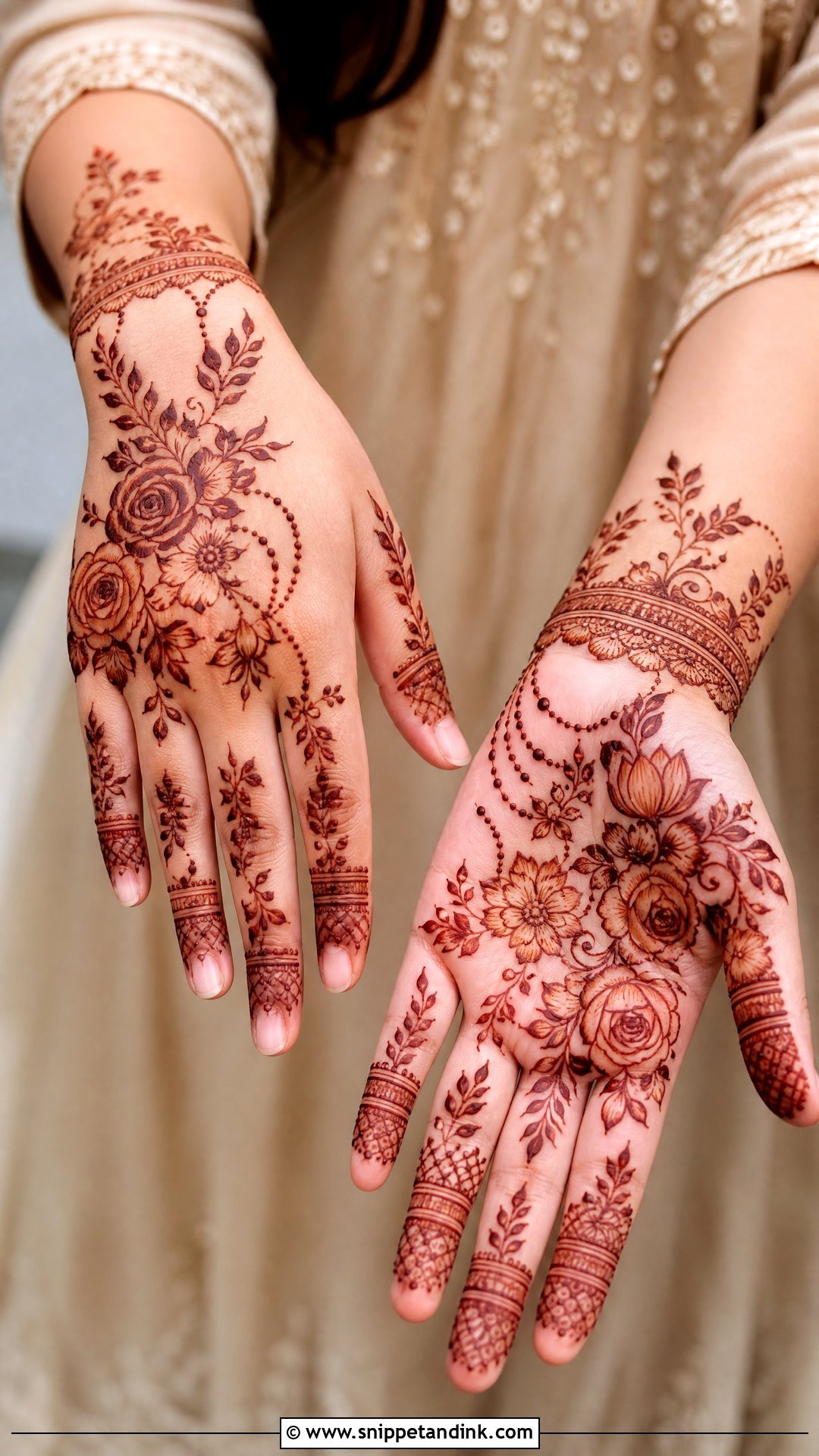 Floral Engagement Mehndi Design - Snippet and Ink - 20 Unique Engagement Mehndi Designs for Bride