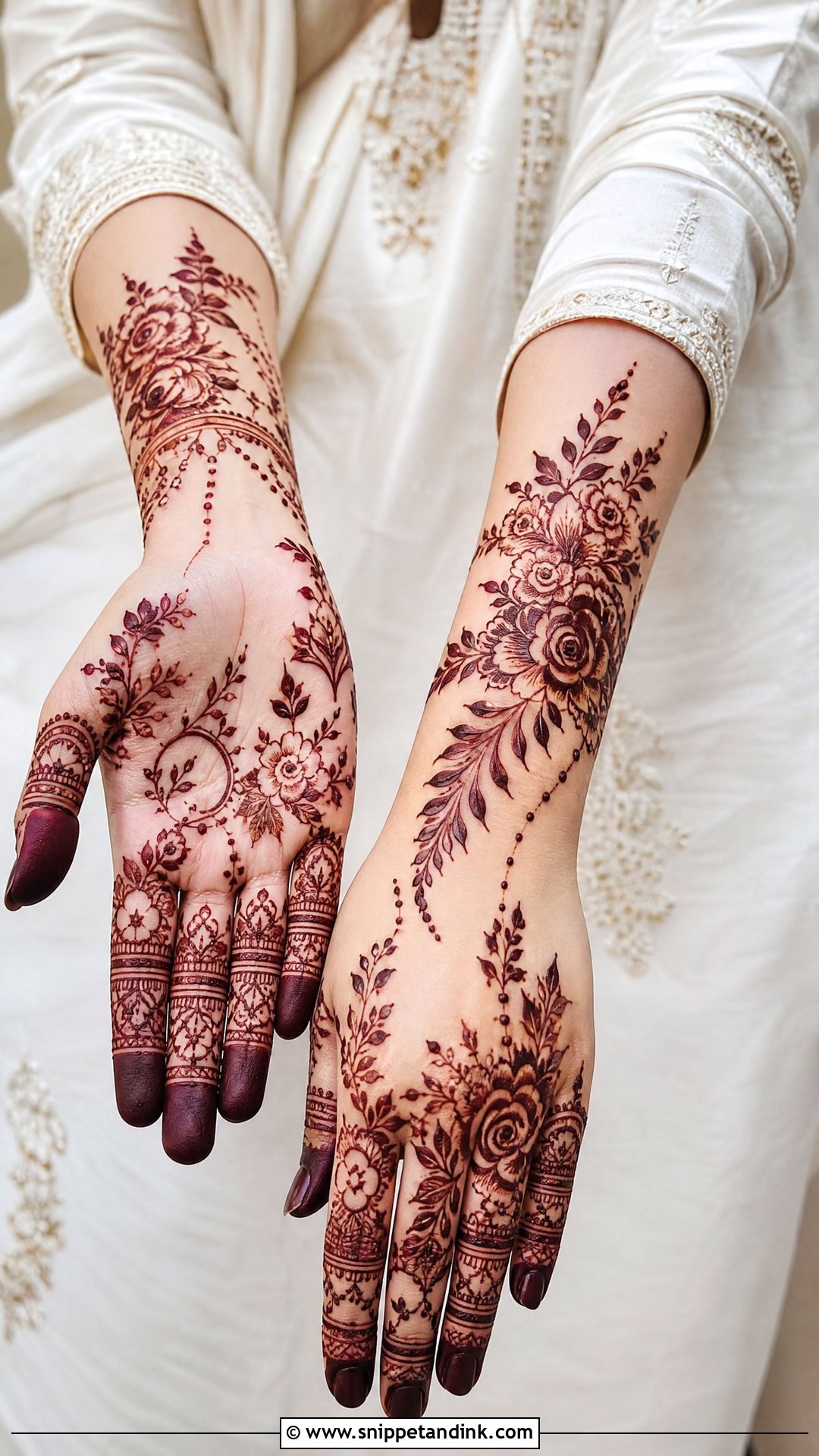 Floral Engagement Mehndi Design - Snippet and Ink - 25 Mehndi Designs for Engagement