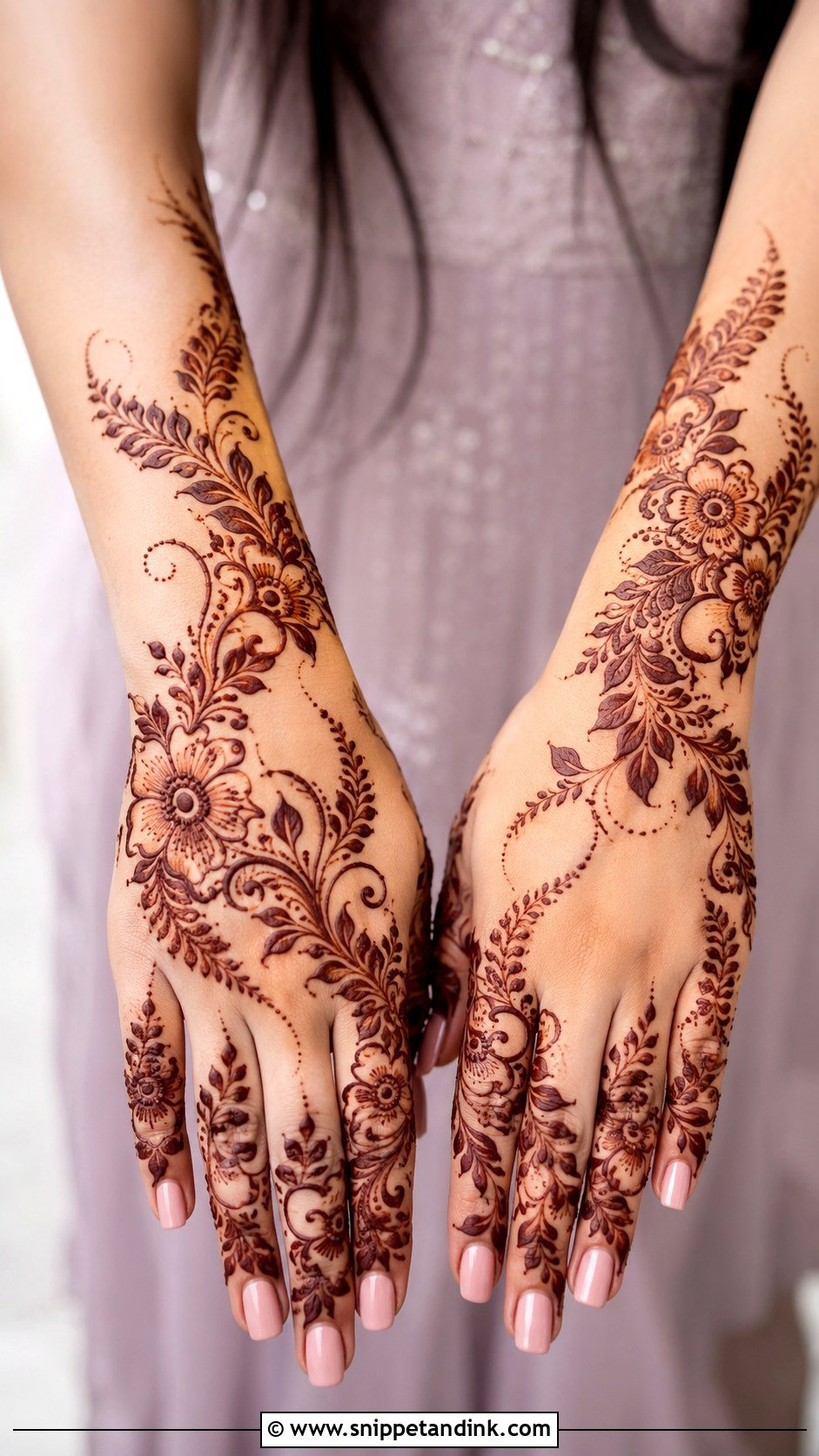 Floral Engagement Mehndi Design - Snippet and Ink - 35 Engagement Mehndi Designs