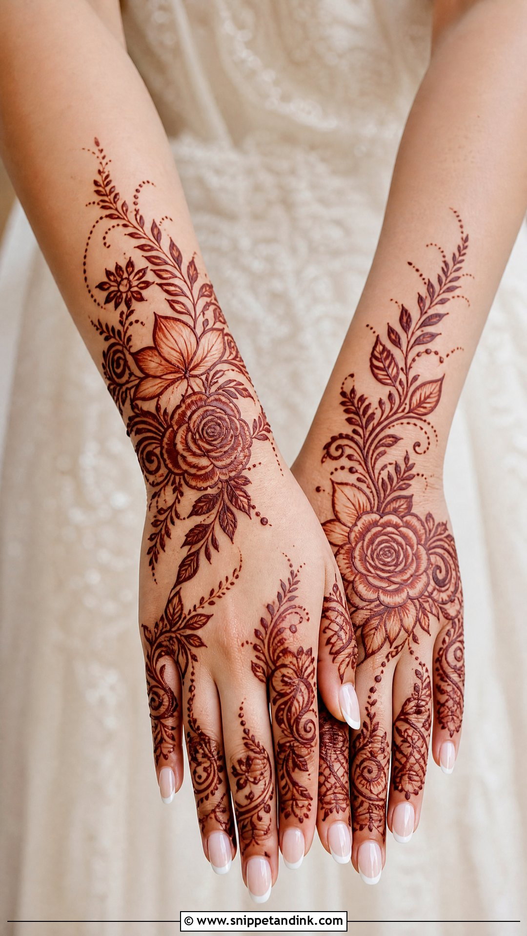 Floral Engagement Mehndi Design - Snippet and Ink - 20 Engagement Bride Mehndi Designs