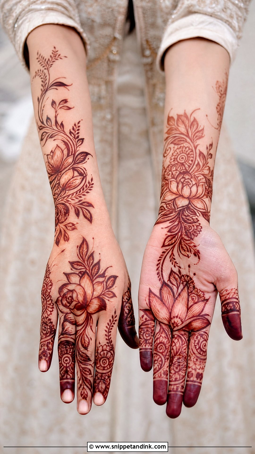 Floral Engagement Mehndi For Bride - Snippet and Ink - 20 Engagement Mehndi for Bride Ideas
