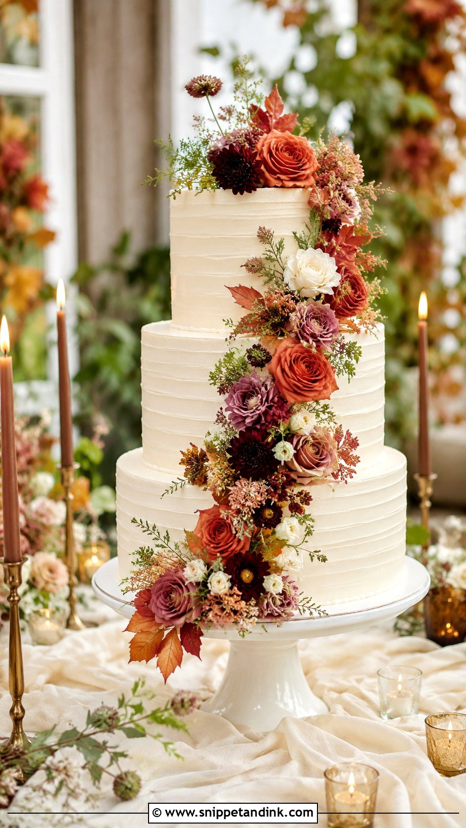 Floral Fall Wedding Cake - Snippet and Ink - 20 Fall Wedding Cakes