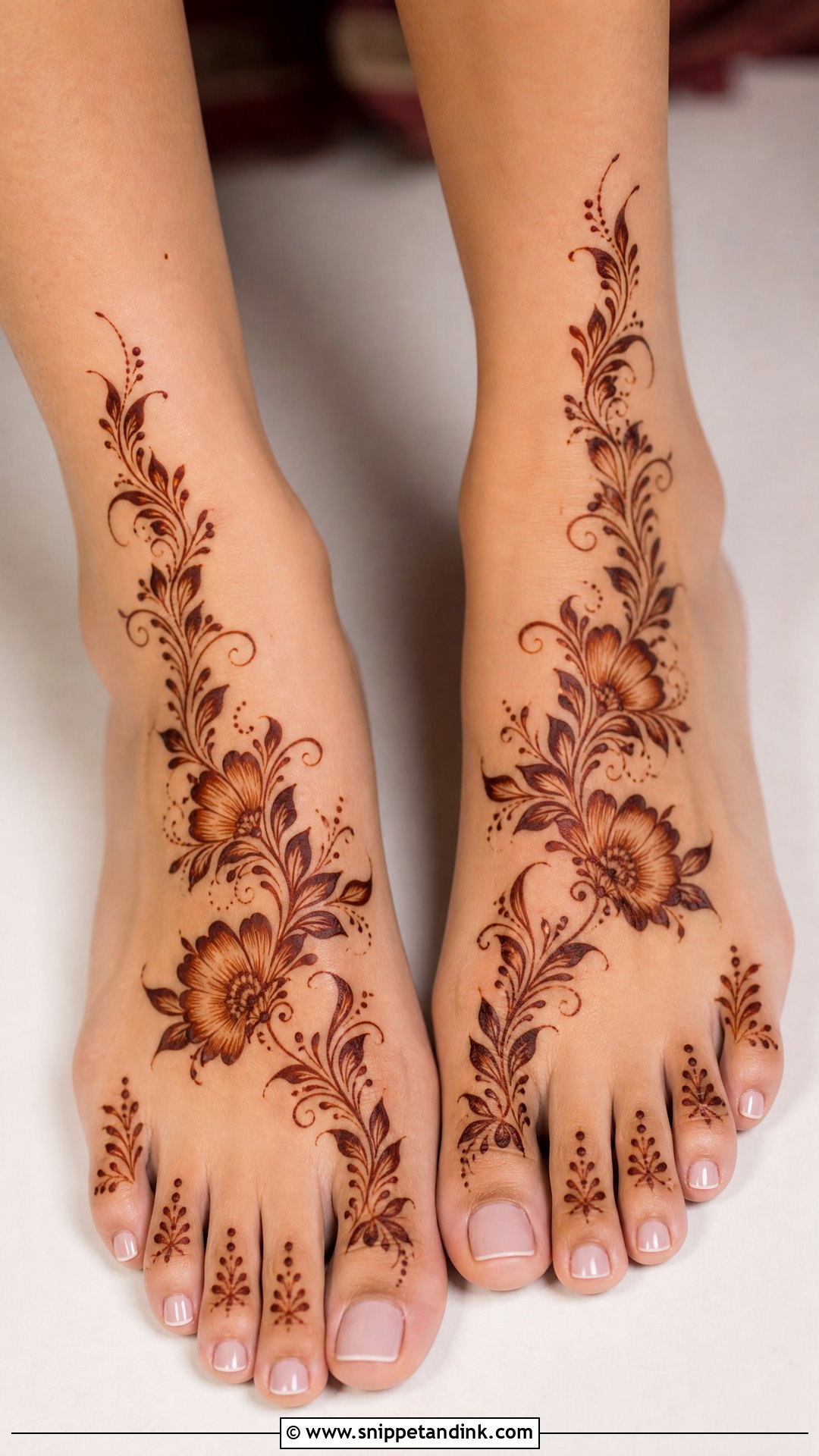 Floral Feet Mehndi Design - Snippet and Ink - 30 Unique Feet Mehndi Designs