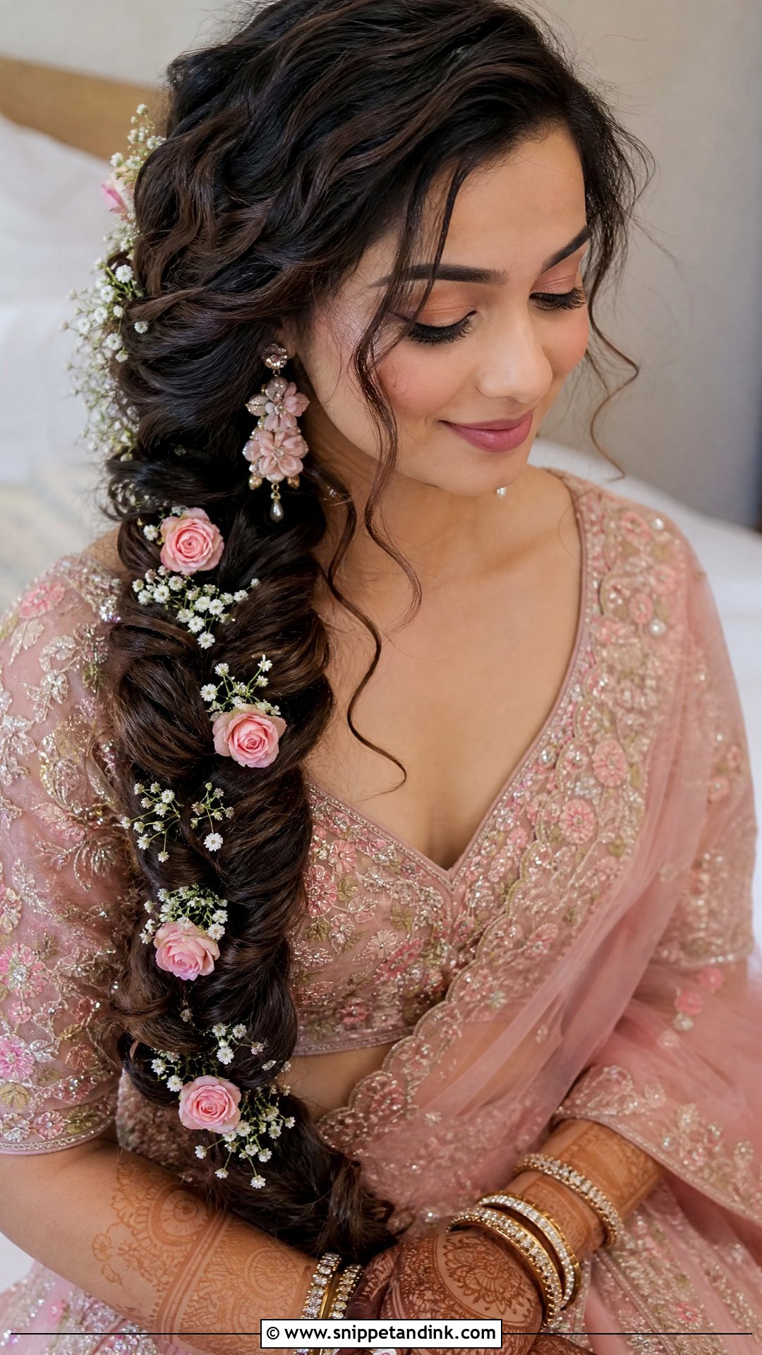 Floral Fishtail Braid - Snippet and Ink - 20 Indian Wedding Braids Bridal Hairstyle