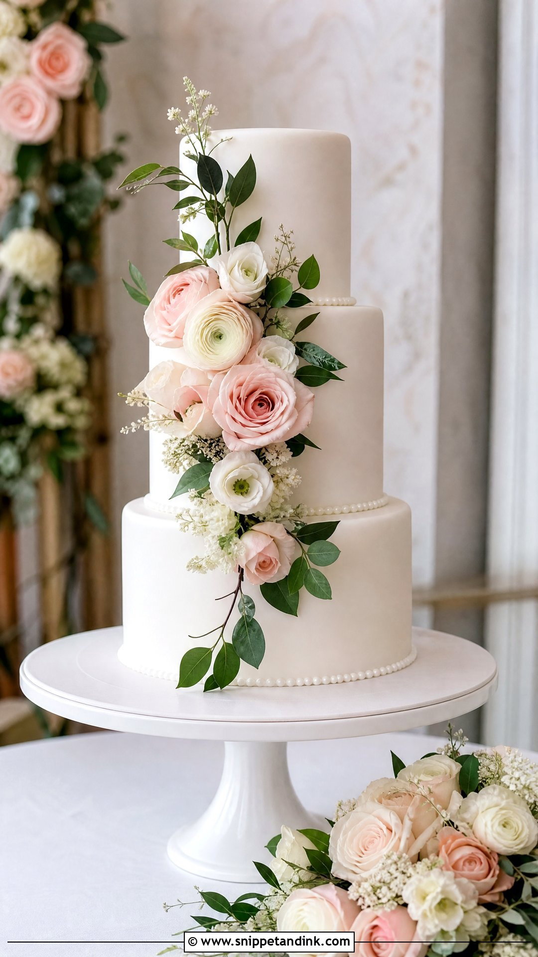Floral Fondant Wedding Cake - Snippet and Ink - 35 Fondant Cakes for Wedding