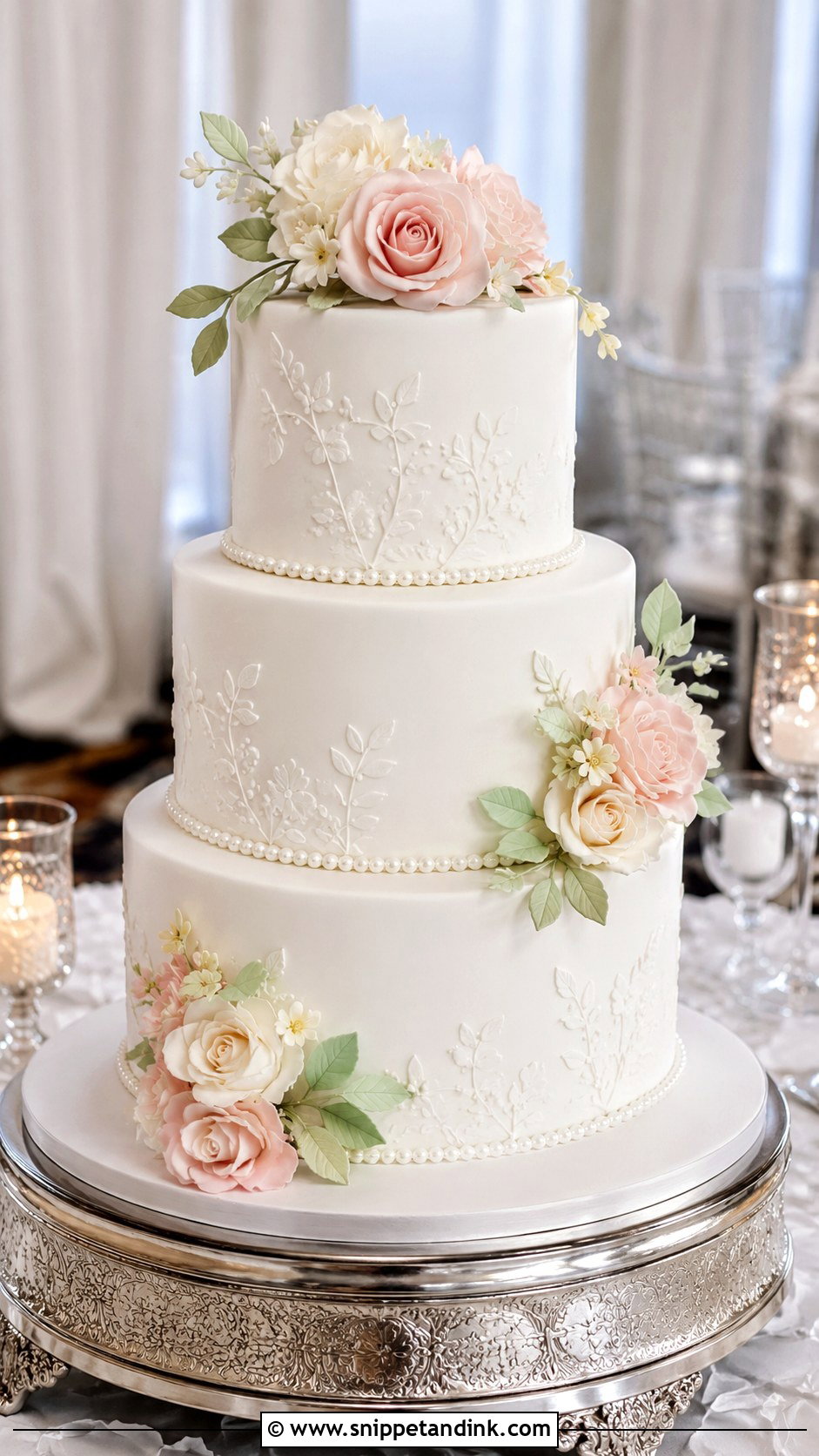 Floral Fondant Wedding Cake - Snippet and Ink - 20 Floral Wedding Cakes