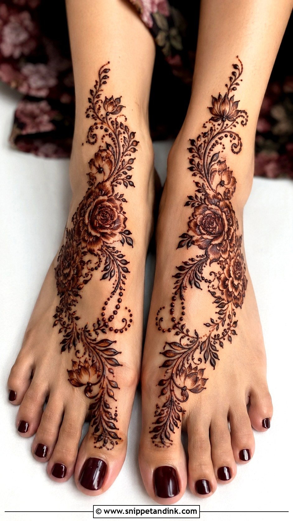 Floral Foot Mehndi Design - Snippet and Ink - 35 Foot Mehndi Designs