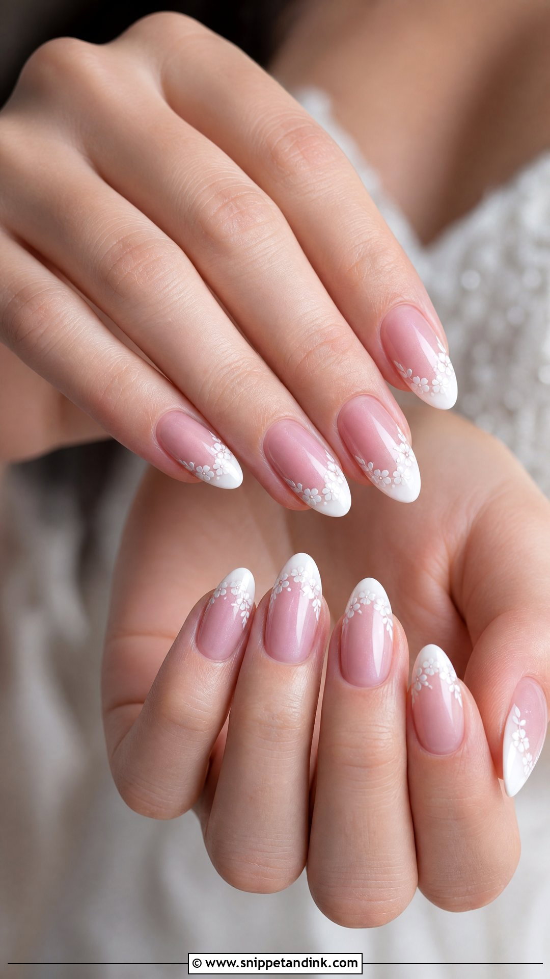 Floral French Bride Nails - Snippet and Ink - 35 Bride Nails Wedding