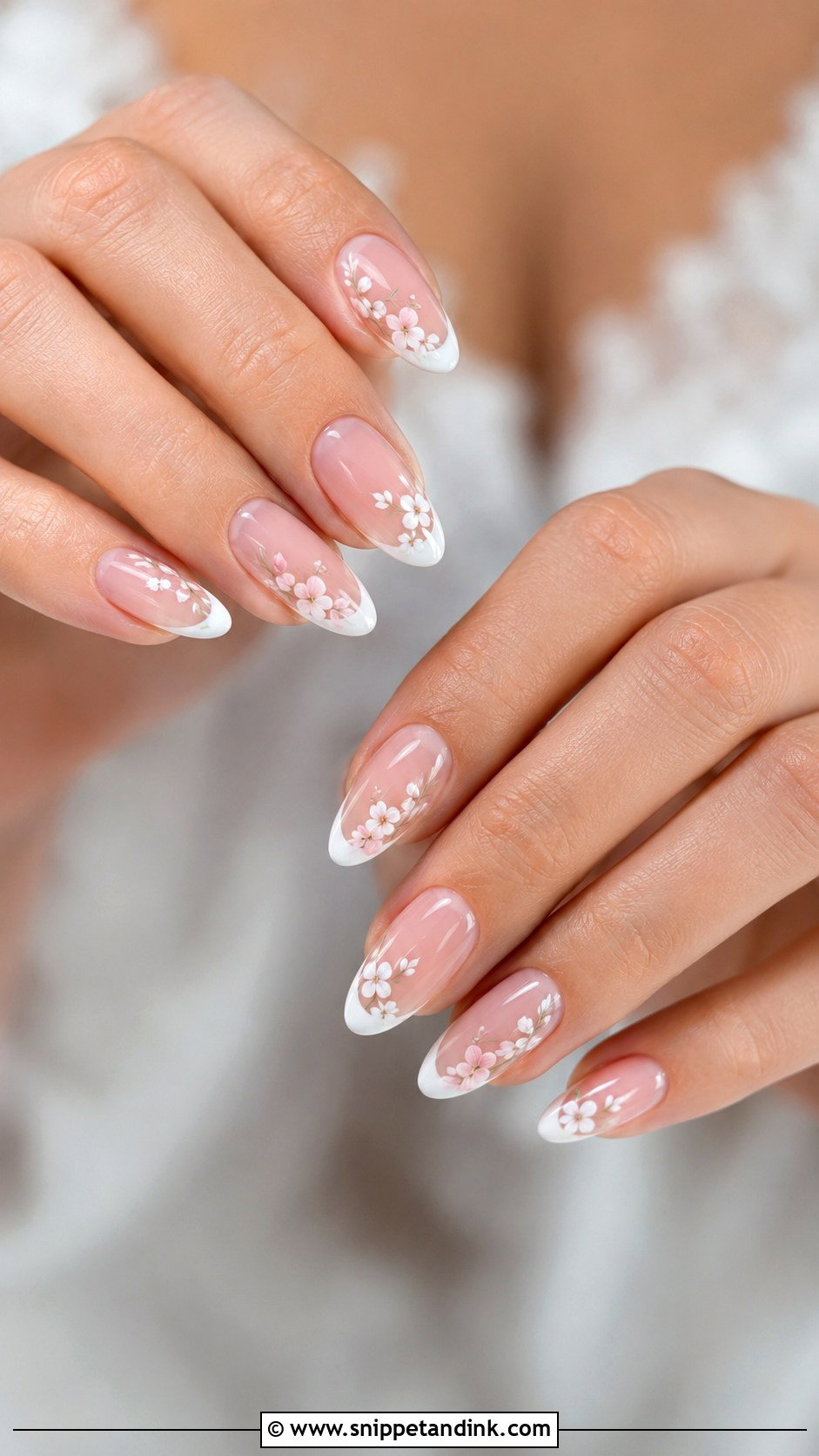 Floral French Manicure Wedding Nails - Snippet and Ink - 20 French Manicure Wedding Nails