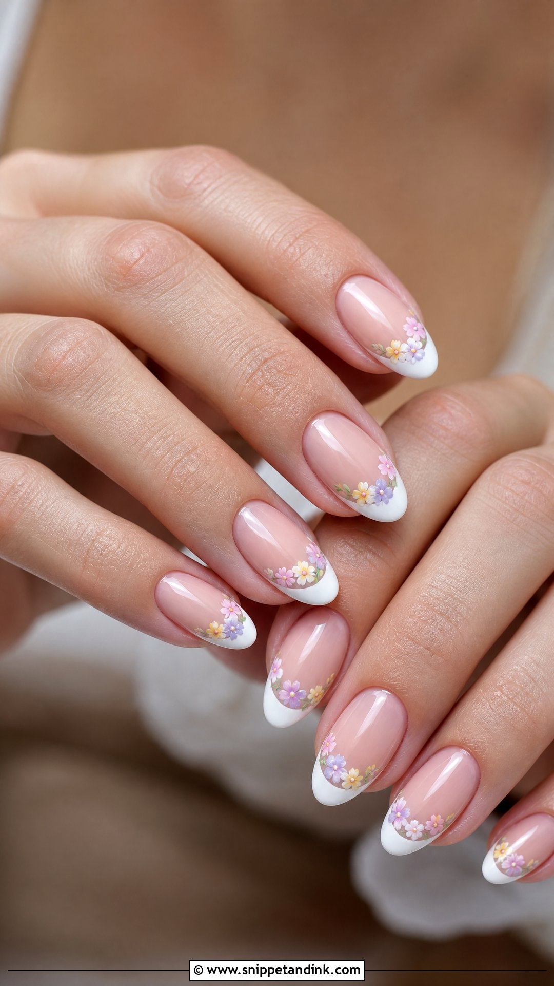 Floral French Spring Wedding Nails - Snippet and Ink - 25 Spring Wedding Nails
