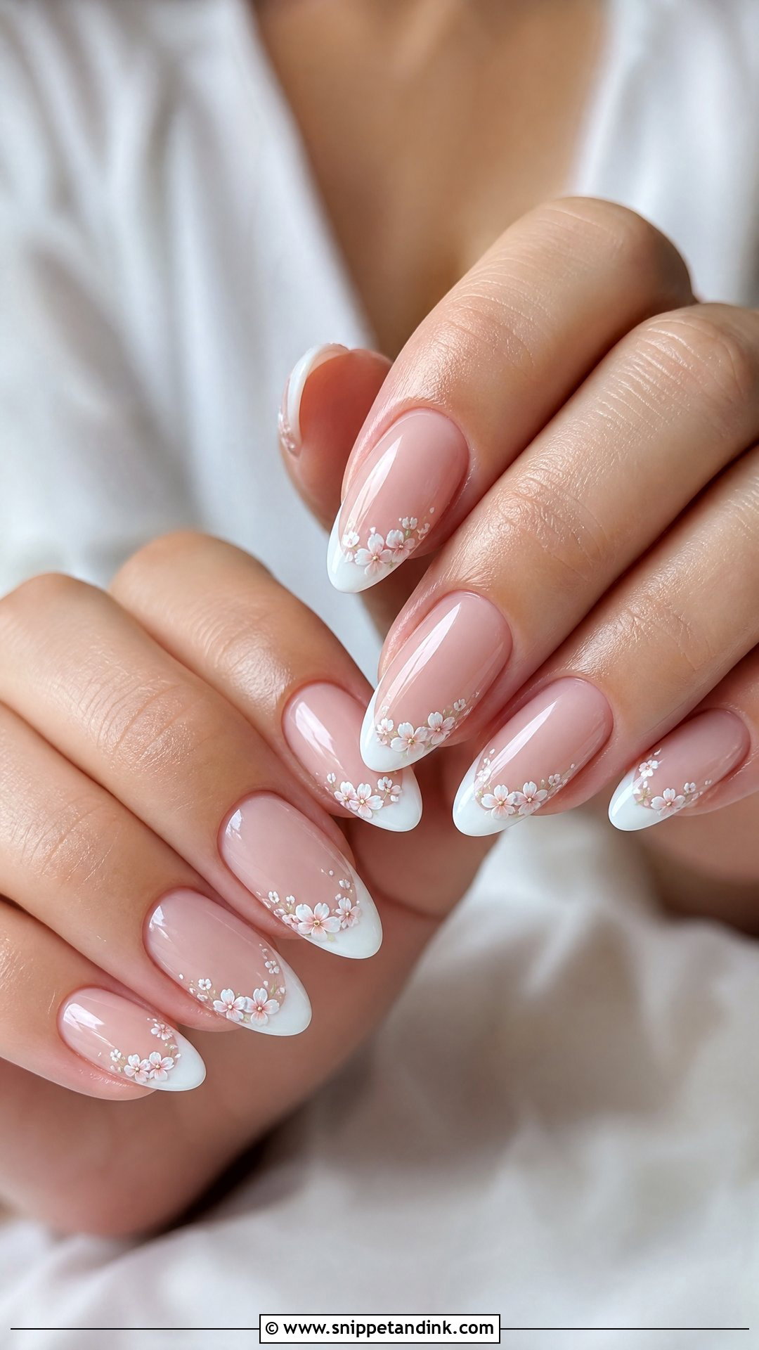 Floral French Summer Wedding Nails - Snippet and Ink - 25 Summer Wedding Nails