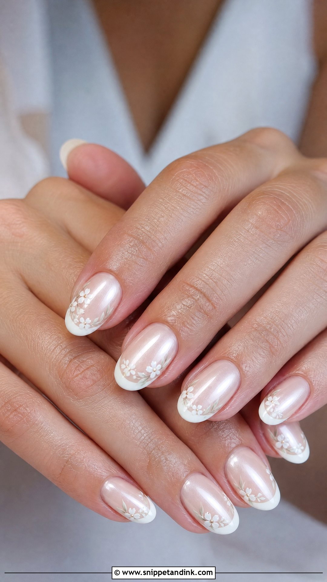 Floral French Tip Wedding Nails - Snippet and Ink - 25 French Tip Wedding Nails for Bride