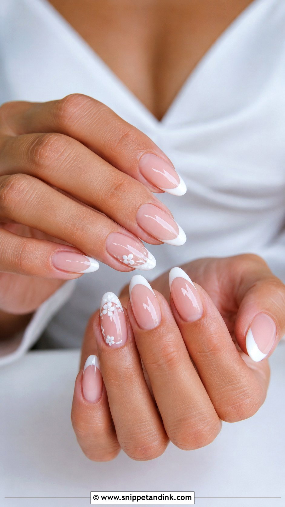 Floral French Wedding Nails - Snippet and Ink - 20 French Nails Wedding Brides