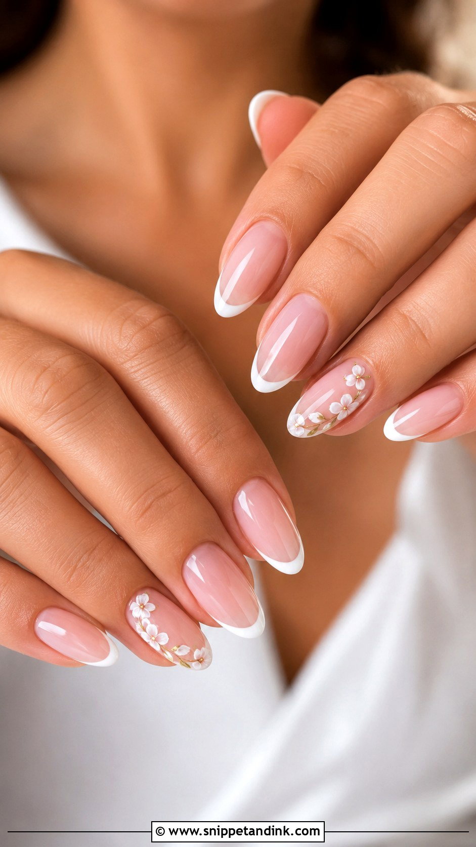 Floral French Wedding Nails - Snippet and Ink - 20 French Wedding Nails for Bride