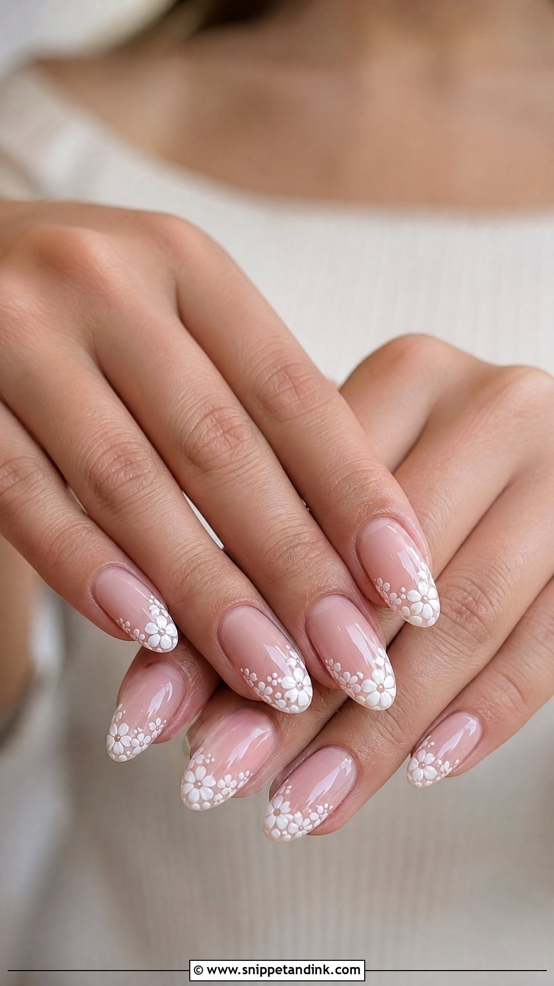 Floral French Wedding Nails - Snippet and Ink - 25 Wedding Nail Art for Bride Ideas