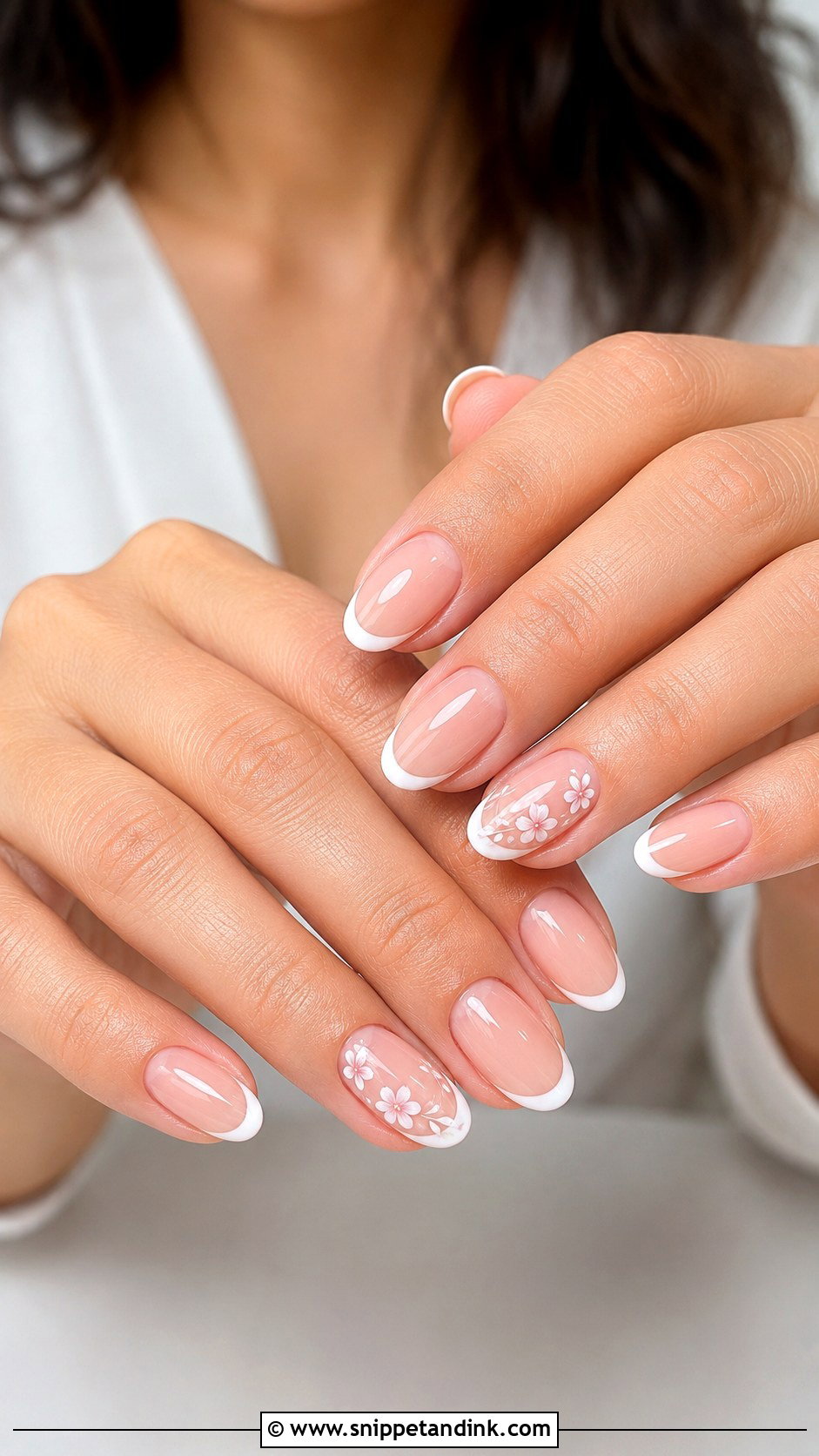 Floral French Wedding Nails - Snippet and Ink - 20 French Nails for Wedding