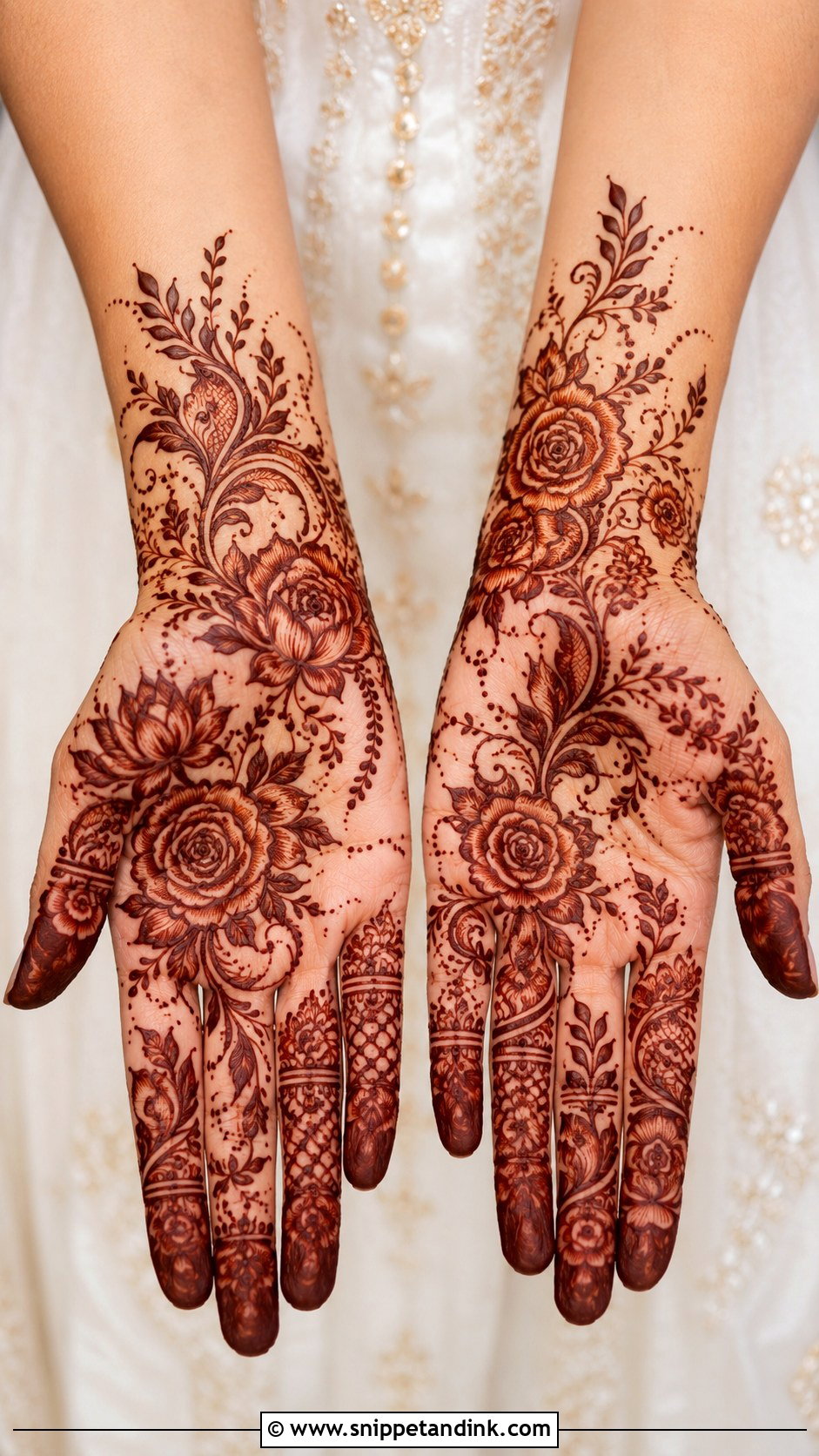 Floral Front Hand Mehndi Design - Snippet and Ink - 35 Front Mehndi Designs