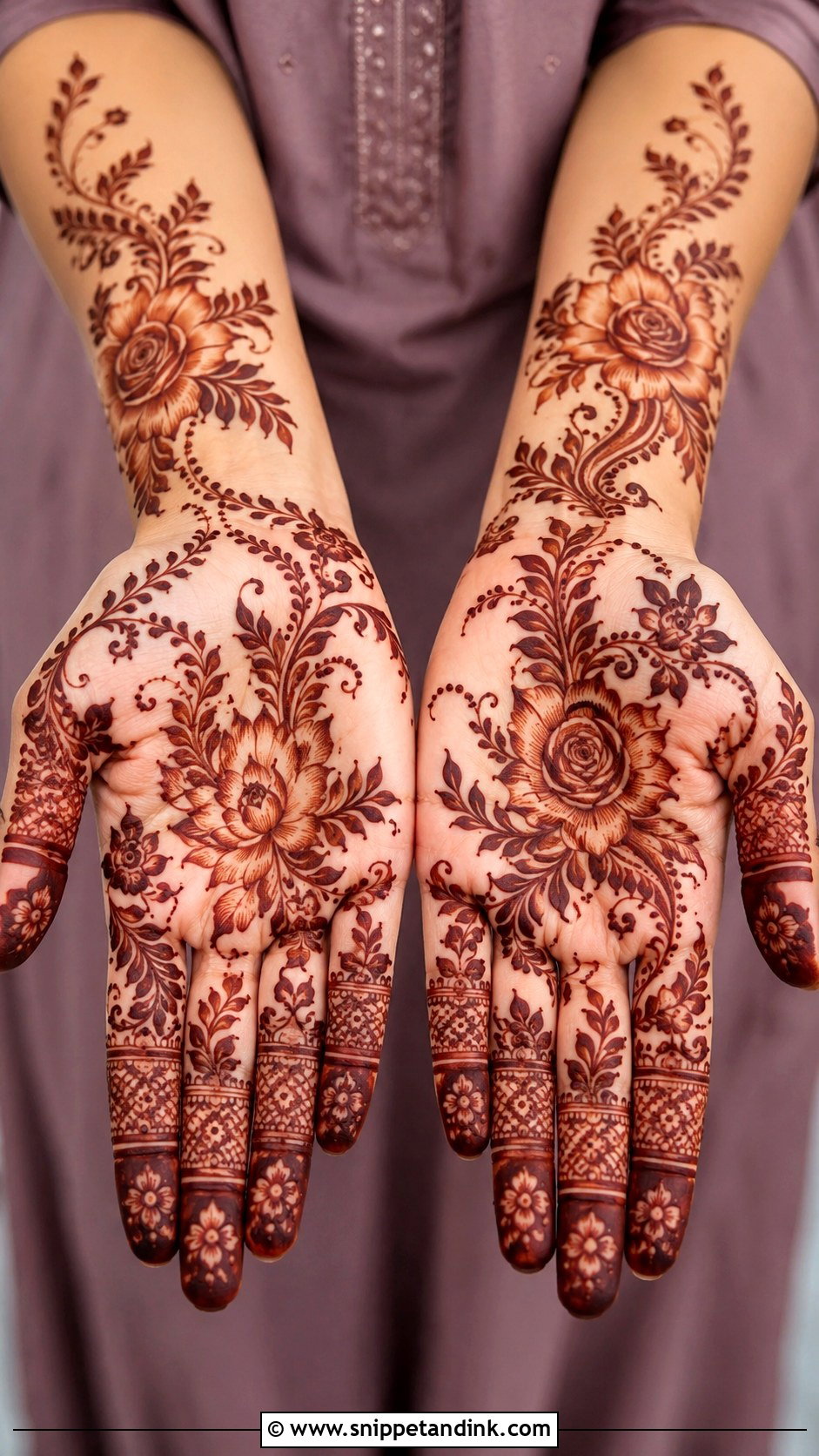 Floral Front Hand Mehndi Design - Snippet and Ink - 35 Front Mehndi Design Ideas